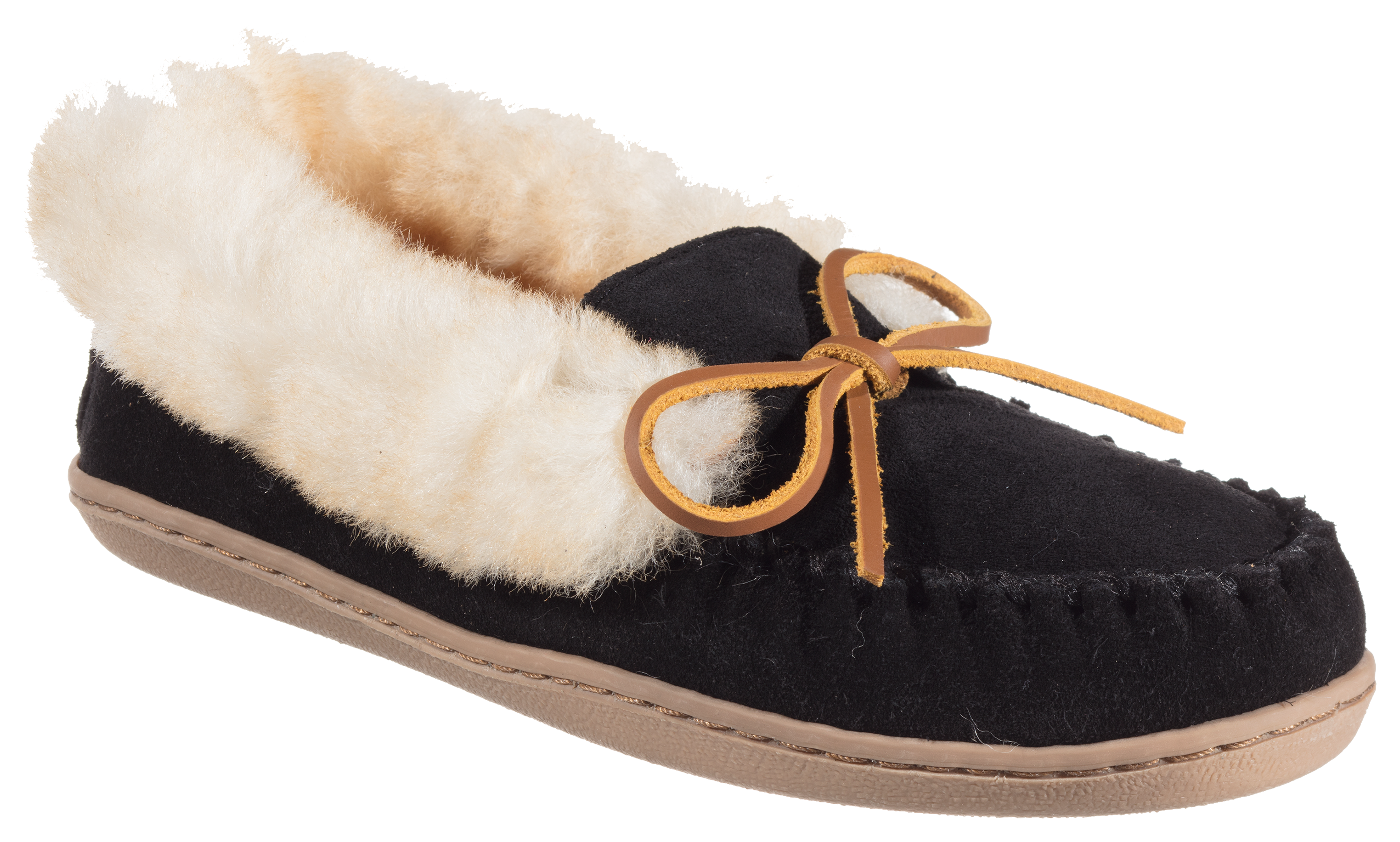 Minnetonka Moccasin Alpine Sheepskin Moc Slippers for Ladies - Black - 5M