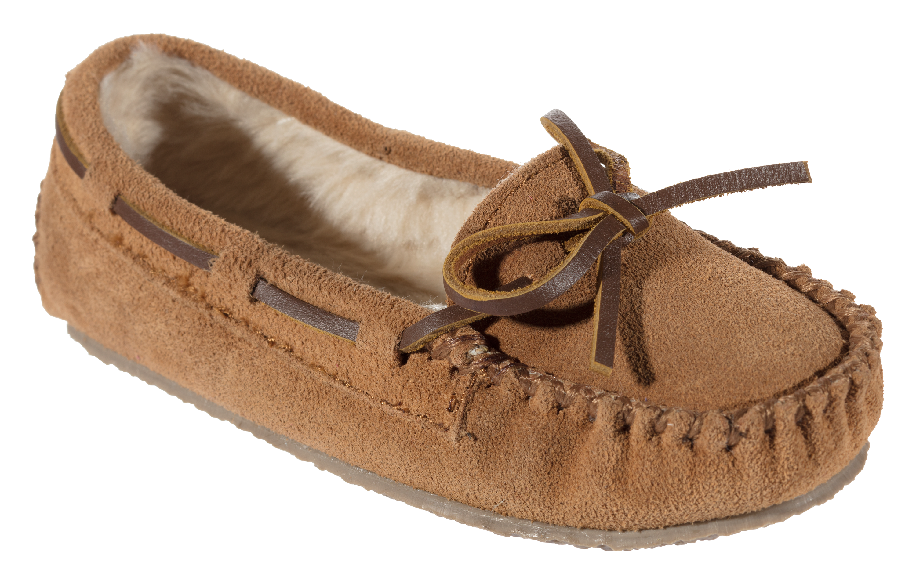 Minnetonka Moccasin Cassie Suede Slippers for Kids - Cinnamon - 3 Kids