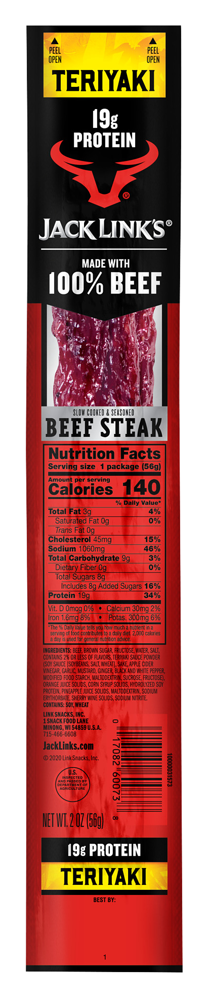 100023127-2424121 Jack Links Teriyaki Beef Steak - Single sku 100023127-2424121