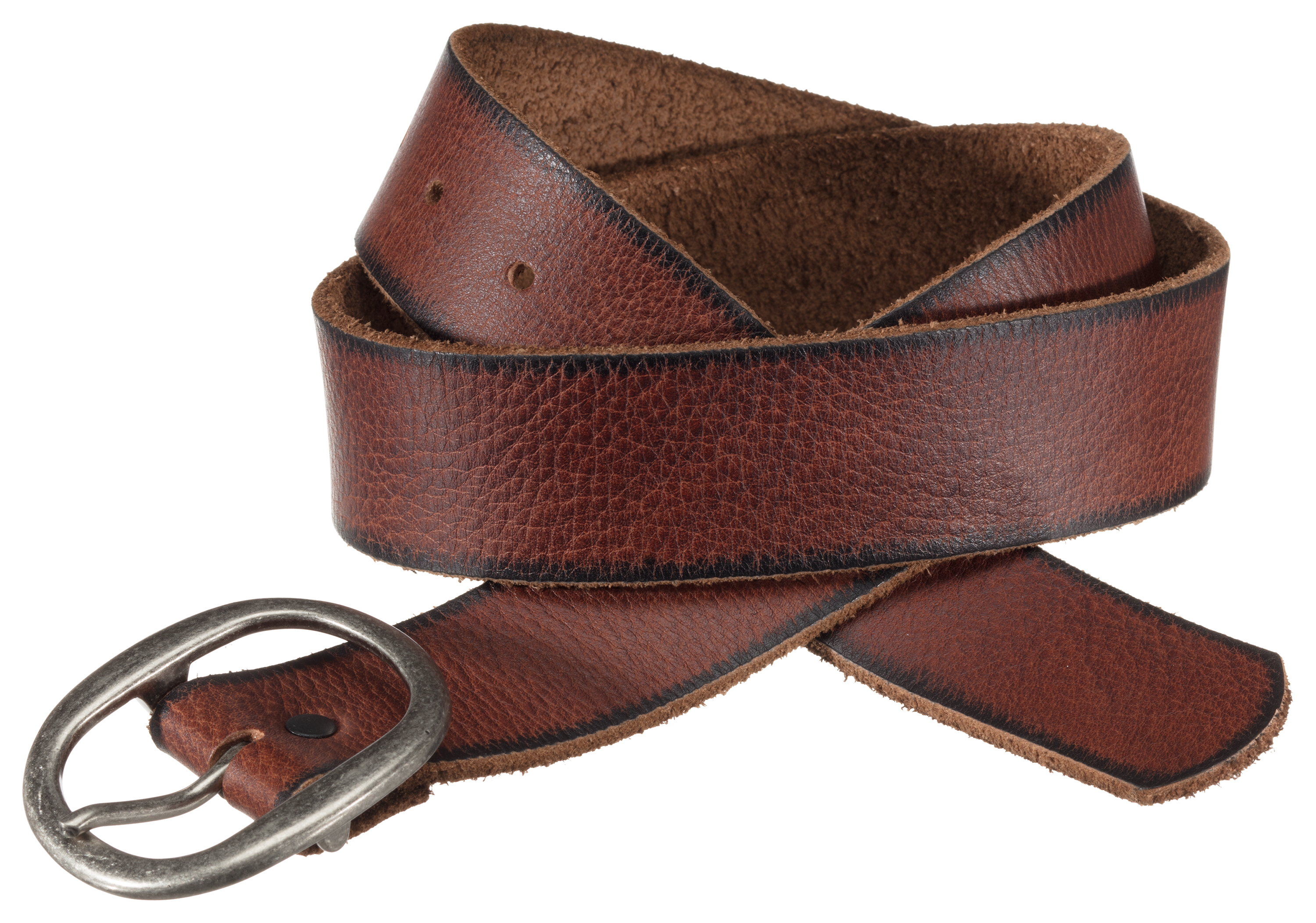 Natural Reflections Oval Buckle Leather Belt for Ladies - Brown - L