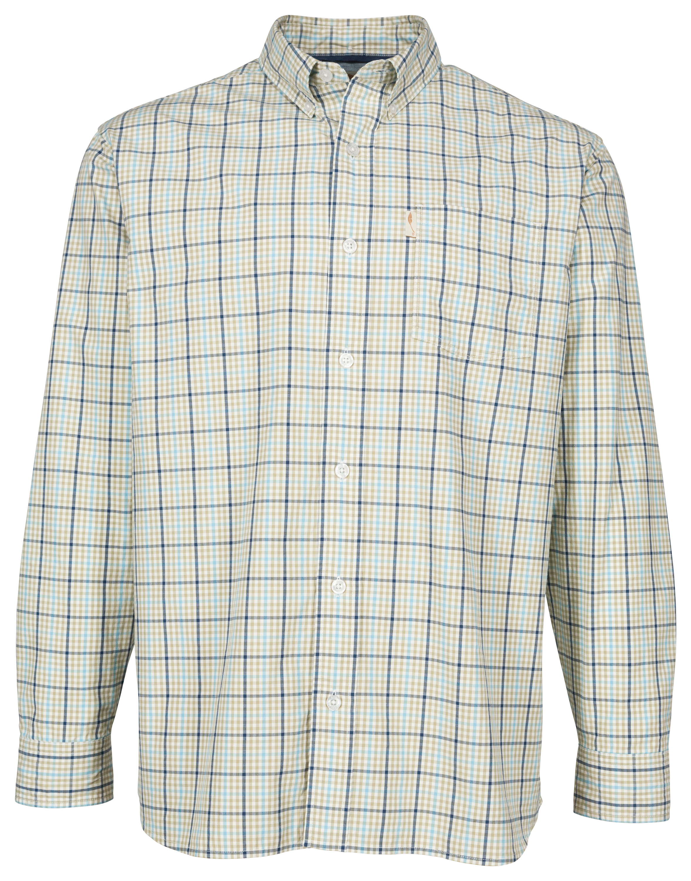 Bob Timberlake Classic Plaid Long-Sleeve Shirt for Men - Navy/Khaki Plaid -
