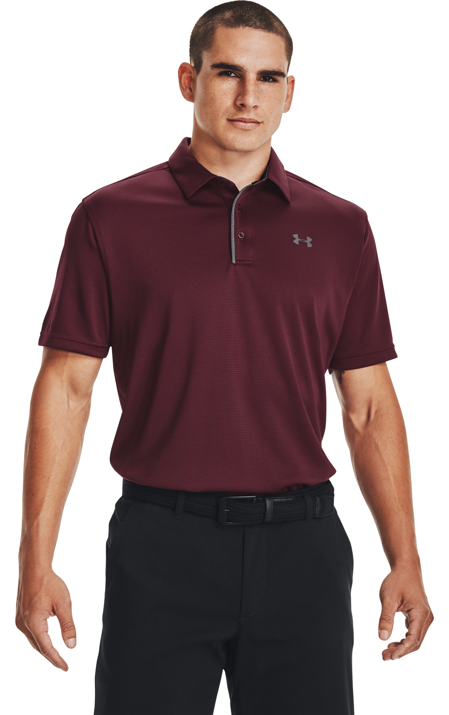 Image of Under Armour Tech Short-Sleeve Polo - Maroon/Graphite