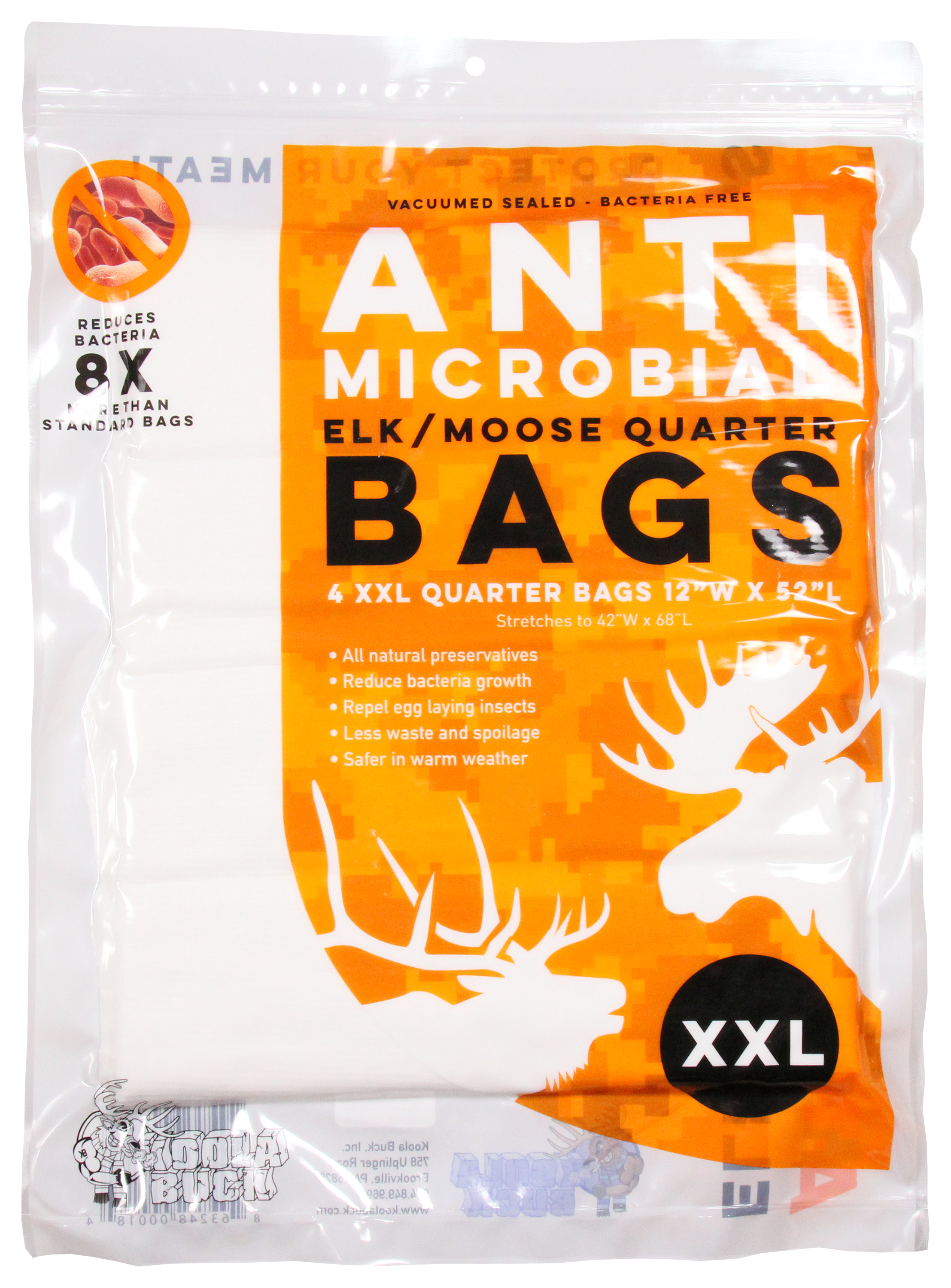 Koola Buck Antimicrobial Game-Quarter Bags - XXL/Moose - 4 pack