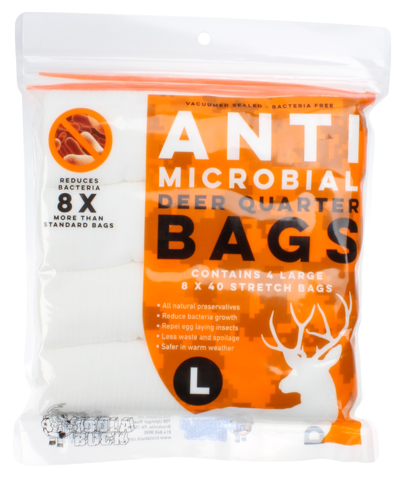 Koola Buck Antimicrobial Game-Quarter Bags - L/Deer - 4 pack - 100033772-2433565 - Backpacks The Koola Buck® Antimicrobial Game-Quarter Bags p sku 100033772-2433565