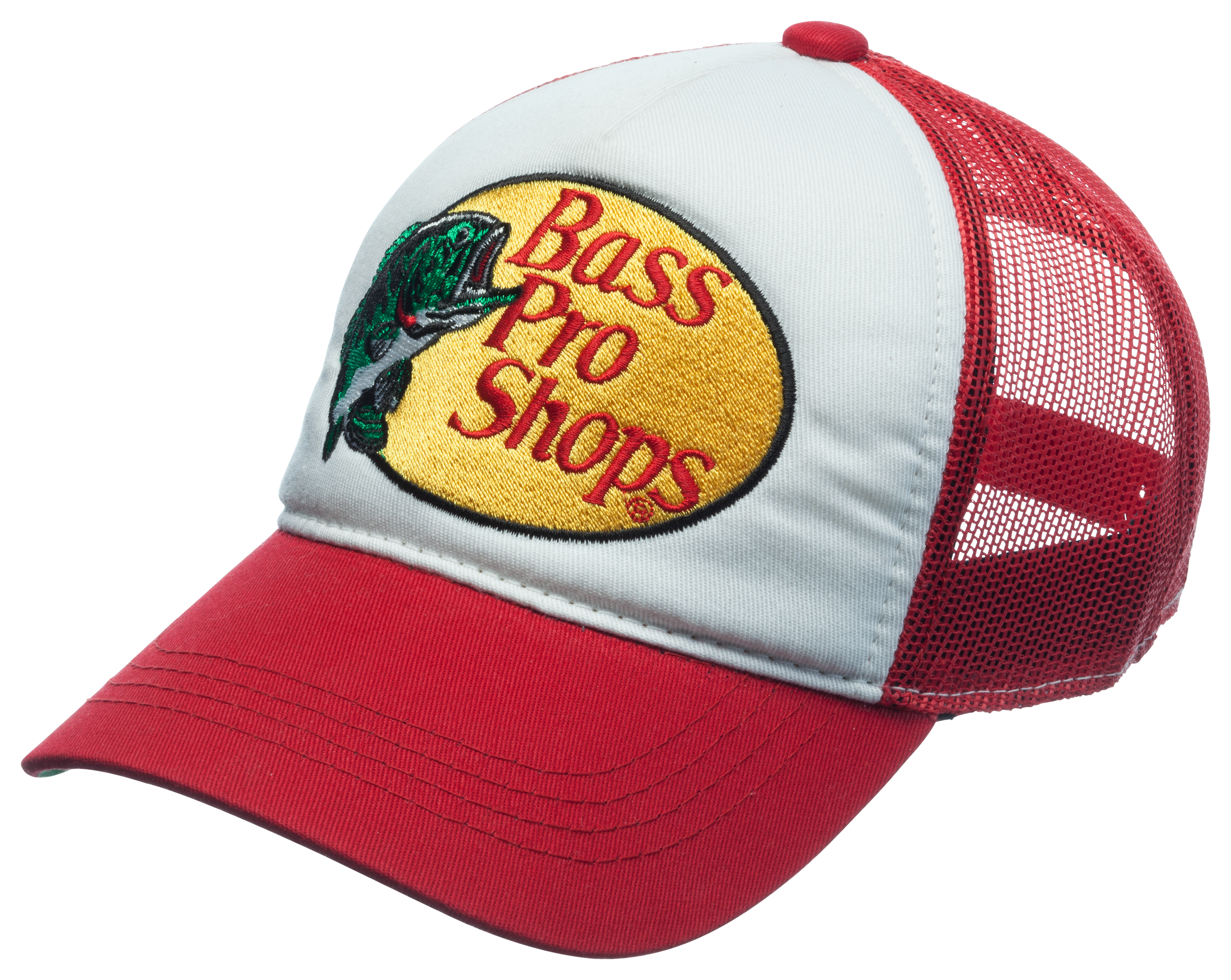 Bass Pro Shops Mesh Logo Trucker Hat for Kids - White/Red