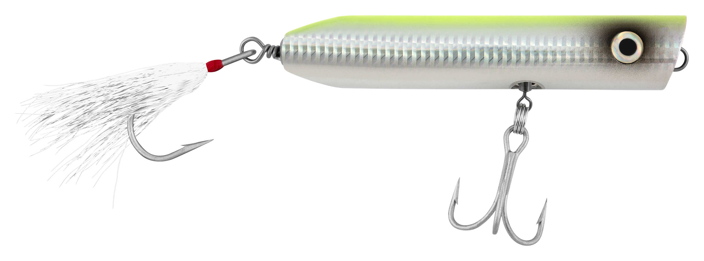 Tsunami Timber Lures Striper Popper - 2 oz. - Chartreuse Back/Silver