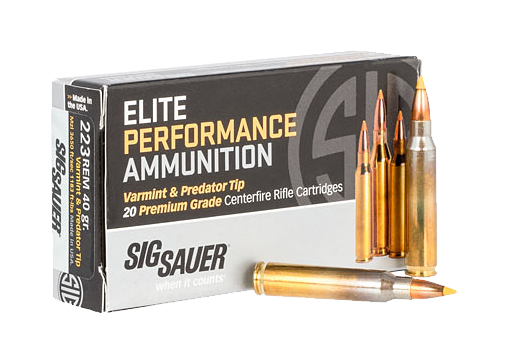 Sig Sauer Elite Performance .223 Remington 40 Grain Varmint and Predator Tip Centerfire Rifle Ammo