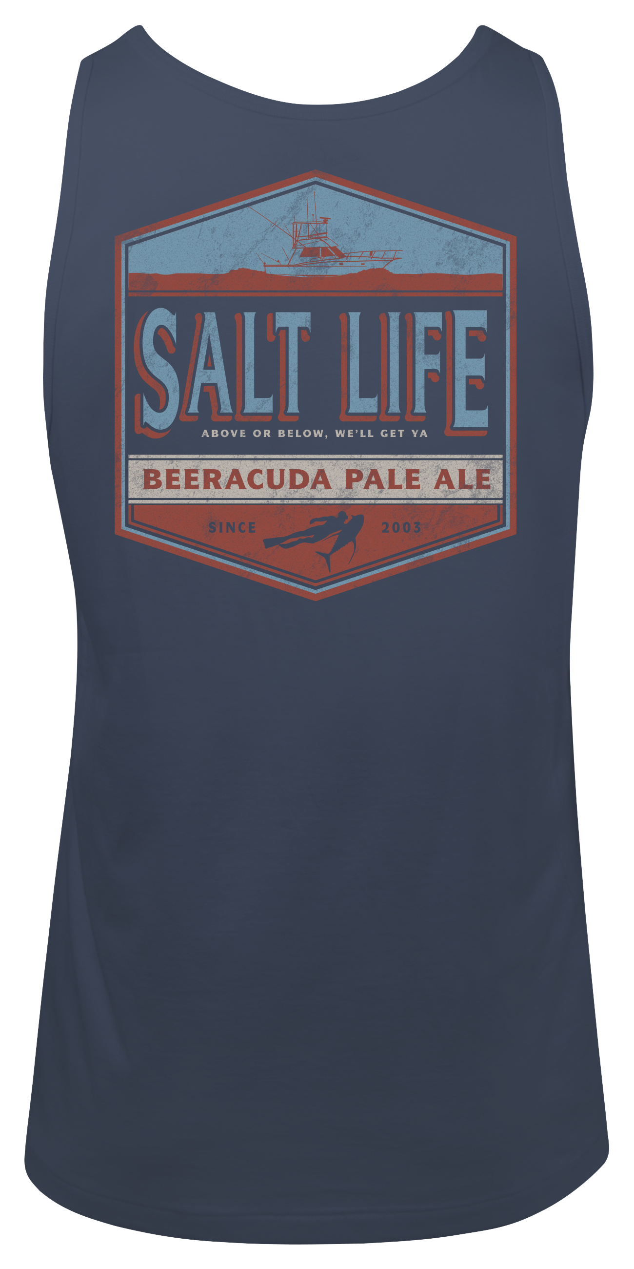 Salt Life Tank Top Shirt Men's XL Blue Beeracuda Ale Sleeveless Fishing  Shirt