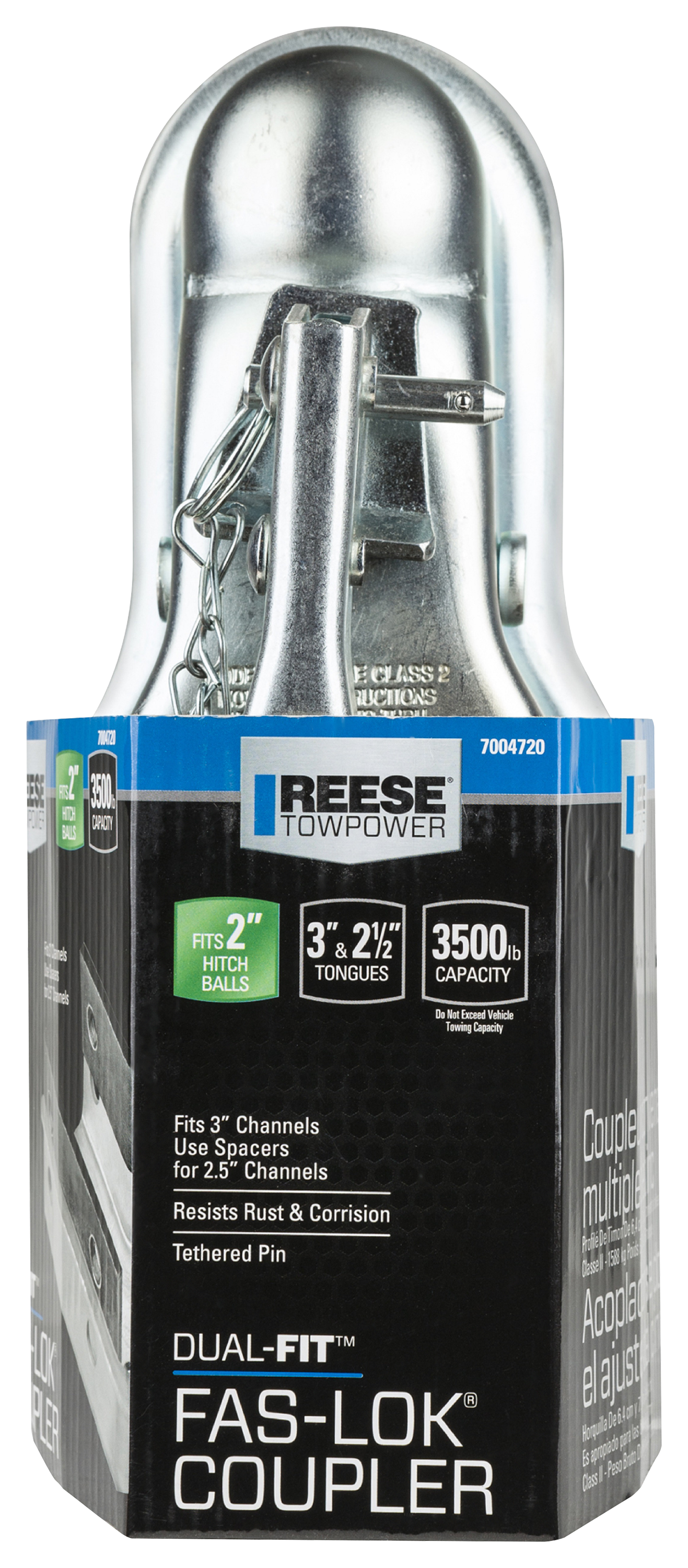 REESE Towpower Dual Fit Coupler - 2 Diameter - 2-1/2 & 3 Channel