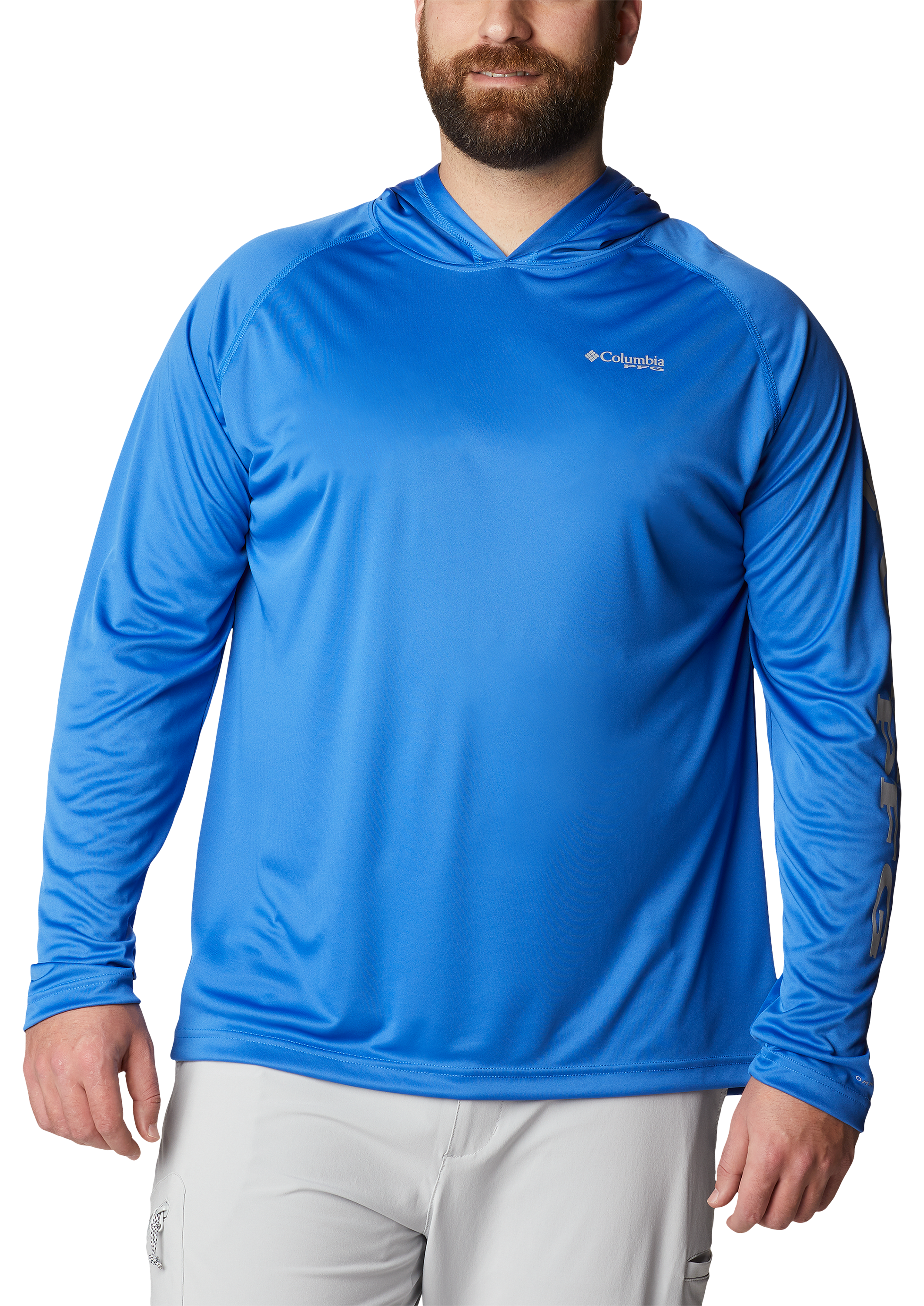 Columbia PFG Terminal Tackle Long-Sleeve Hoodie for Men - Vivid Blue/Cool Grey Logo - 4XL product image