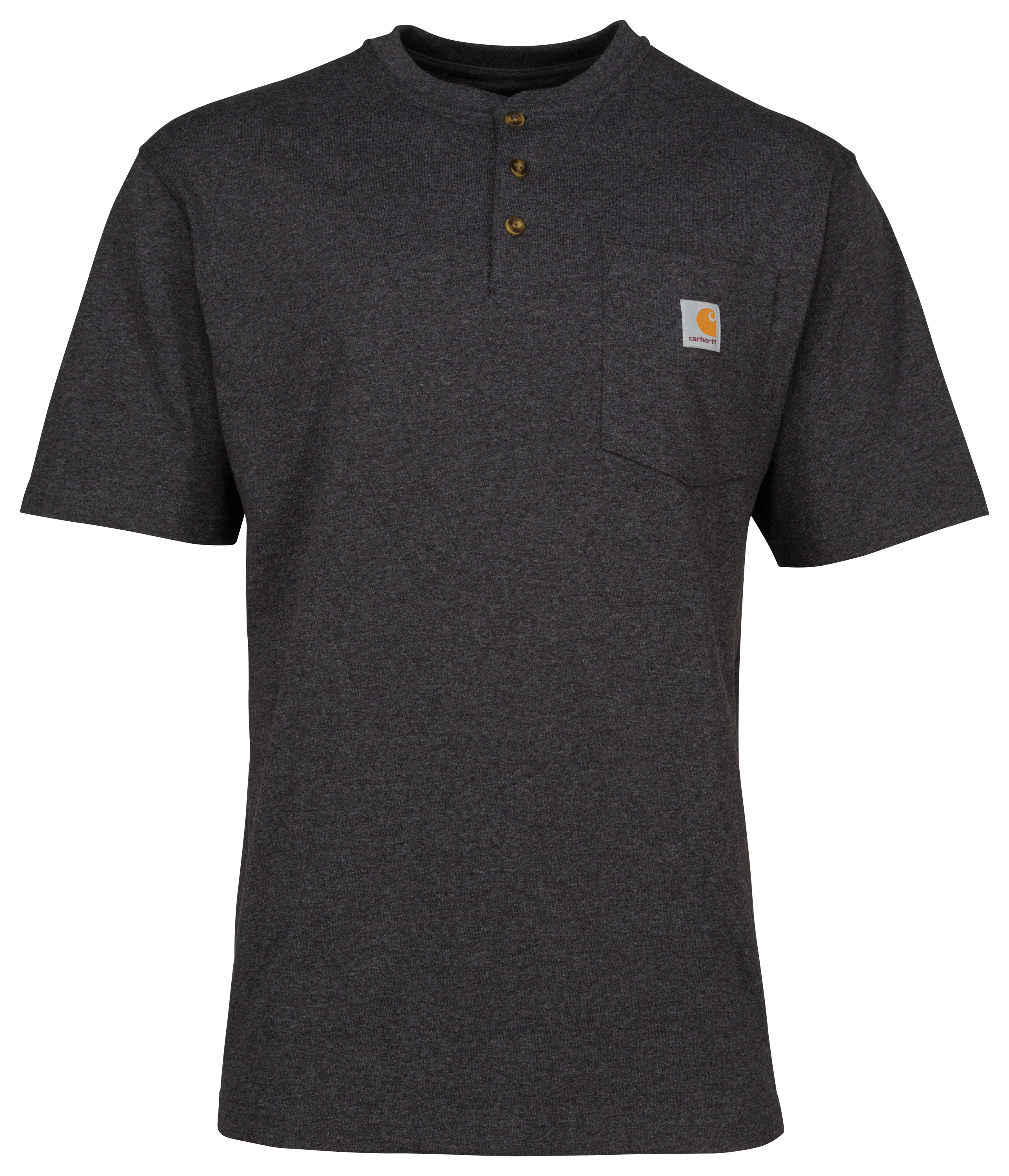 Image of Carhartt Loose-Fit Midweight Short-Sleeve Pocket Henley T-Shirt for Men - Carbon Heather - L