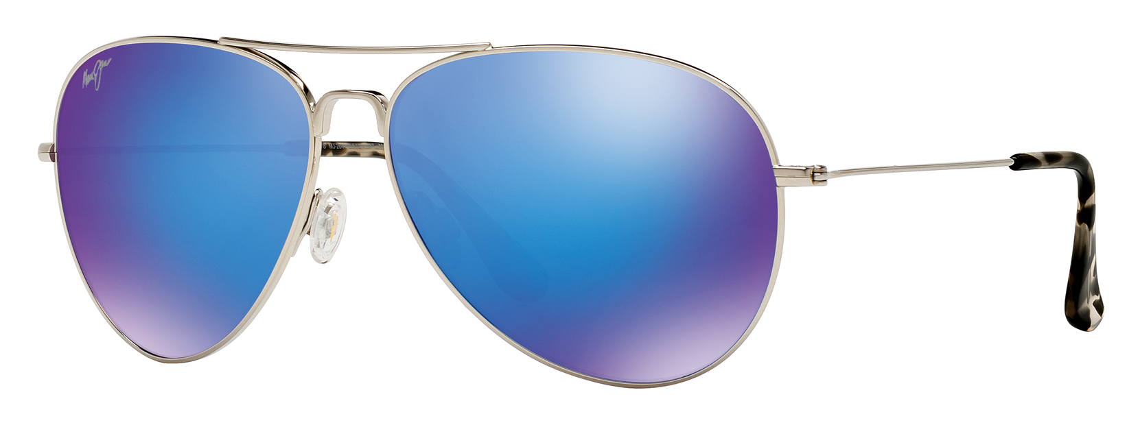 Image of Maui Jim Mavericks Polarized Sunglasses - Silver/Blue Hawaii Mirror