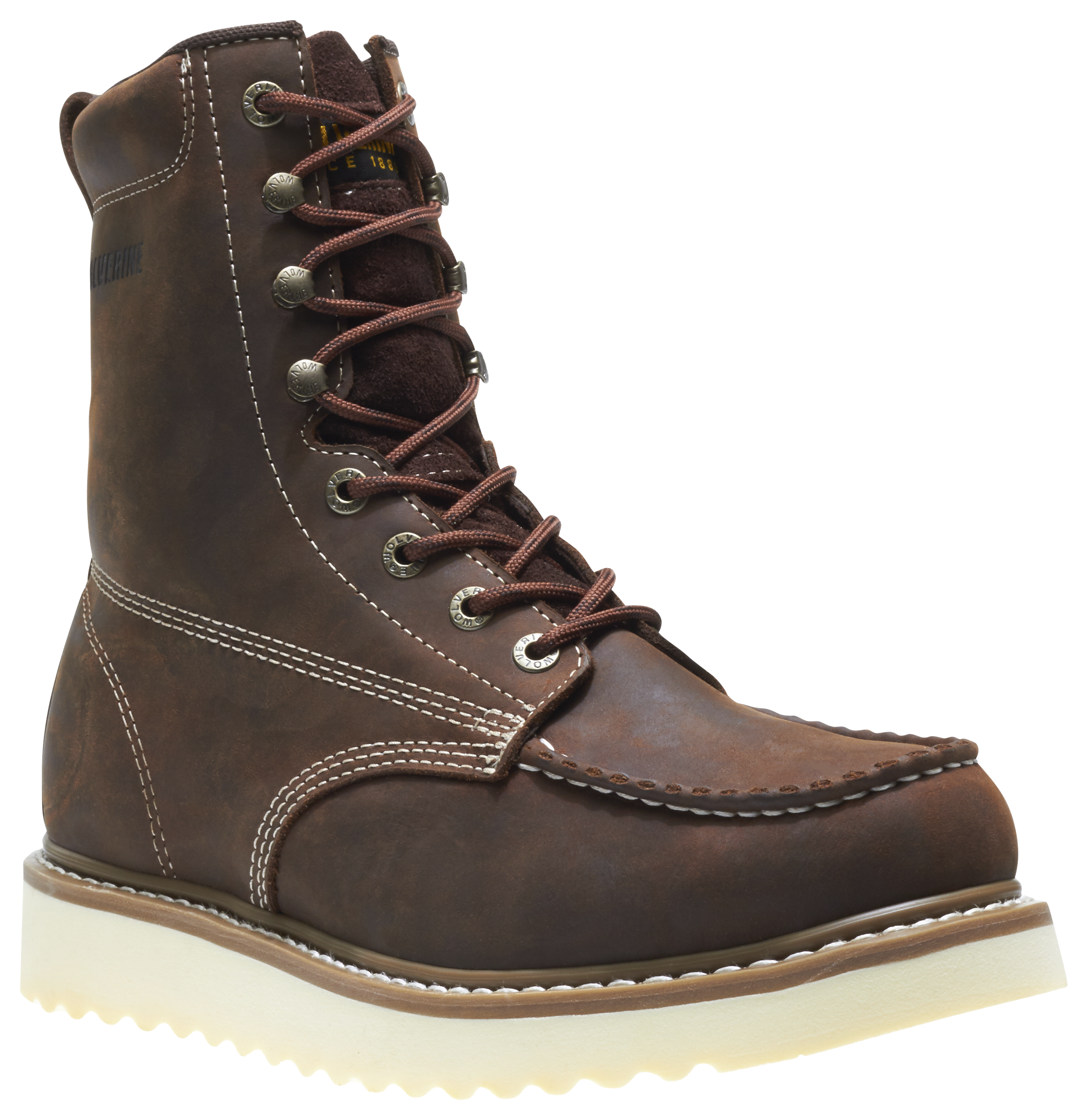 Wolverine Loader 8' Steel Toe Lace-Up Wedge Work Boots for Men - Brown