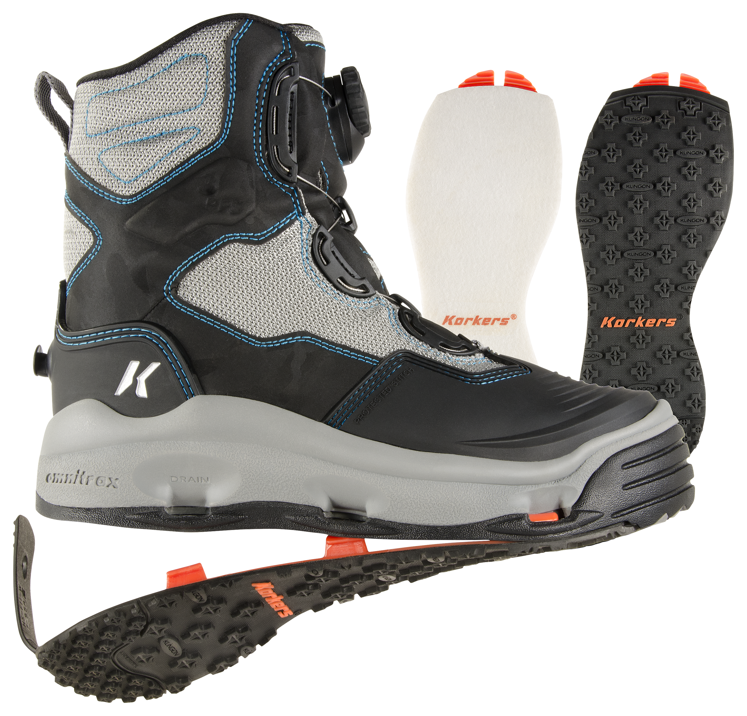 Korkers DarkHorse Felt/Kling-On Sole Wading Boots for Ladies - 5 M