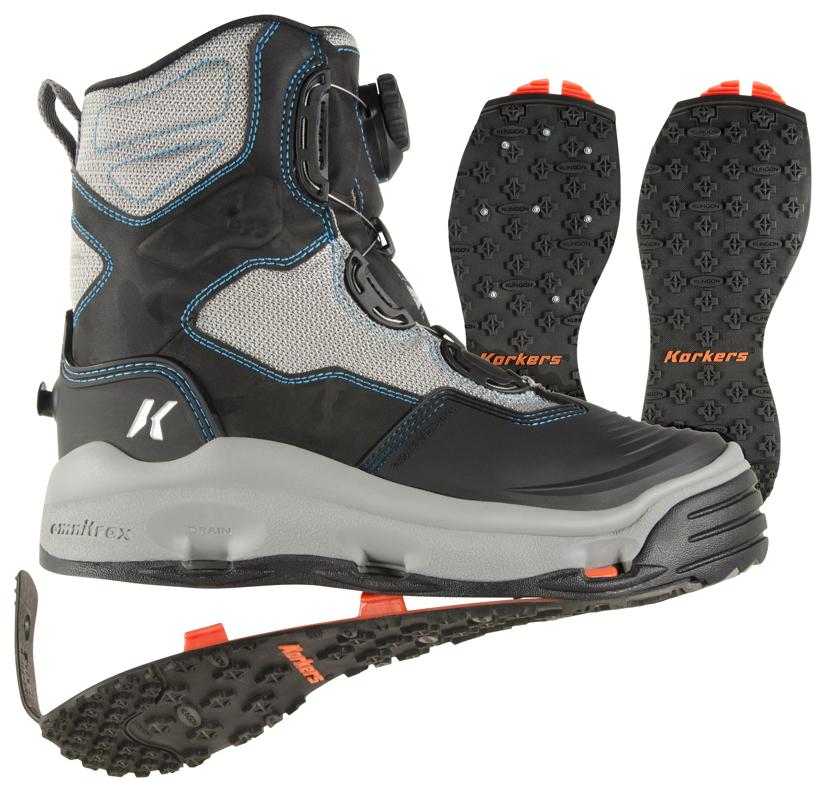 Korkers DarkHorse Kling-On Sticky/Studded Kling-On Sole Wading Boots for La