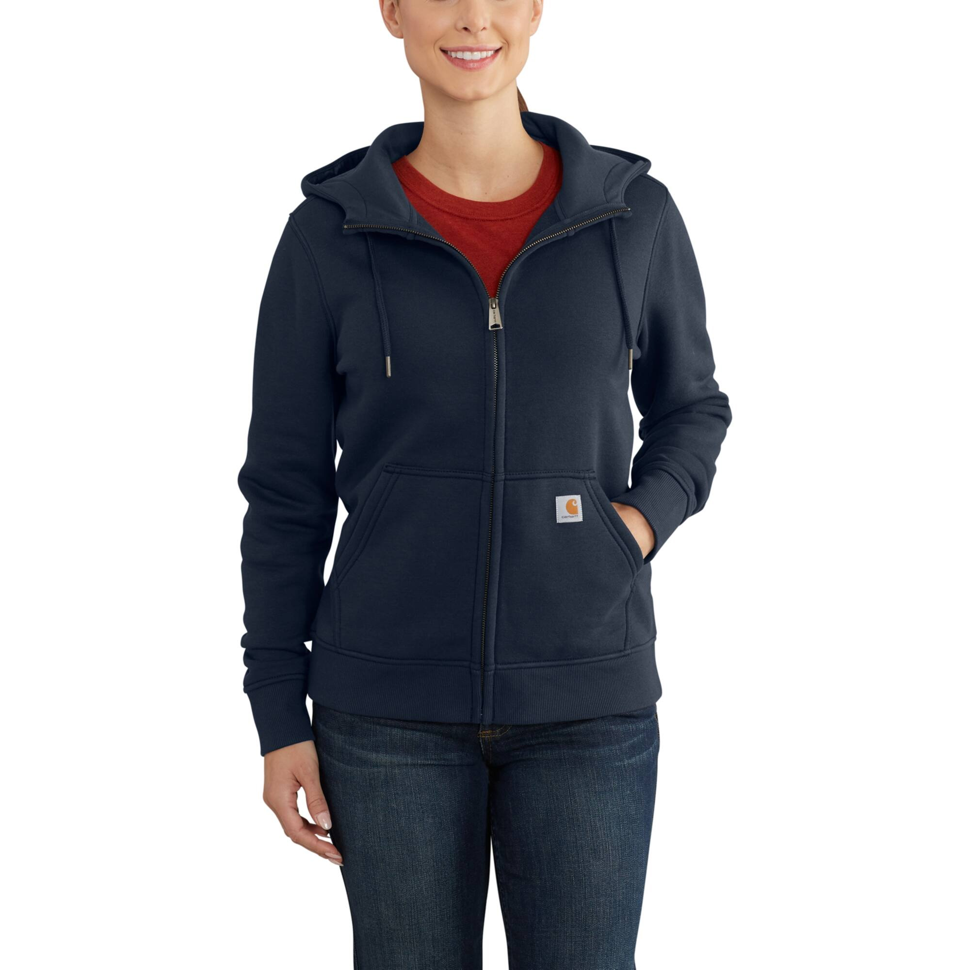 Image of Carhartt Clarksburg Relaxed Fit Midweight Full-Zip Long-Sleeve Hoodie for Ladies - Navy - L