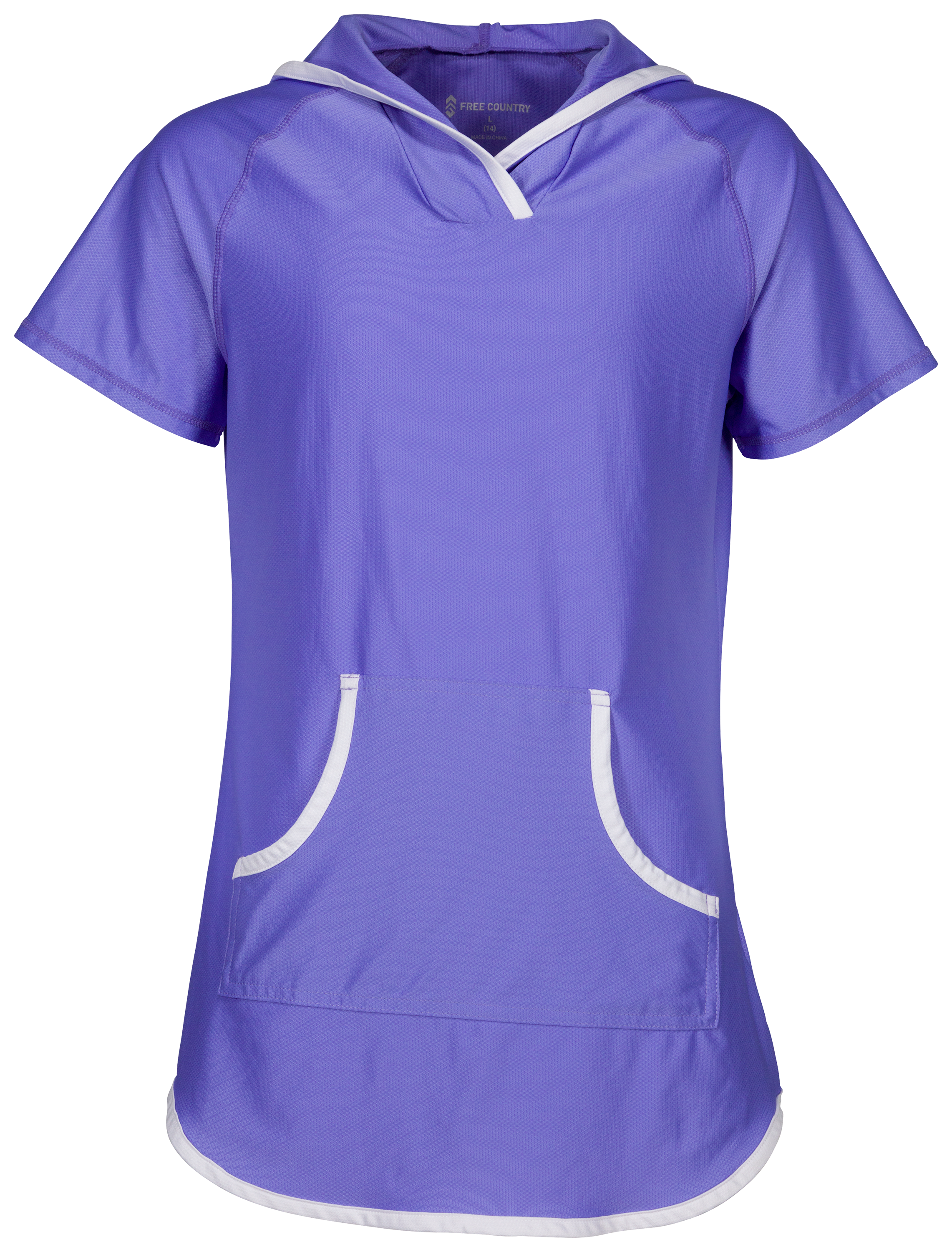 Free Country Hooded Kangaroo Short-Sleeve Coverup for Girls - Violet - 4