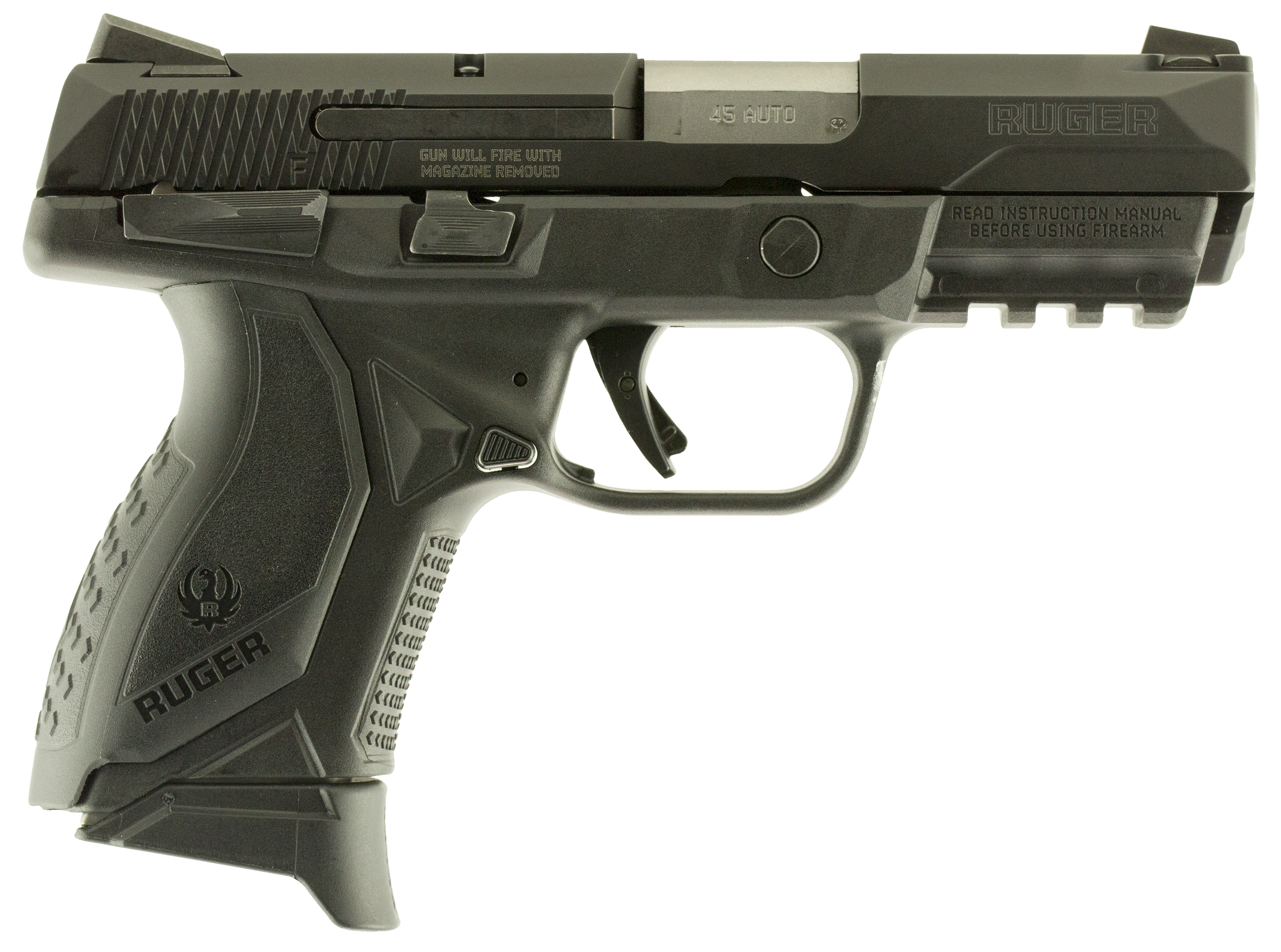 Ruger American Compact Semi-Auto Pistol with Manual Safety - .45 ACP - 10 + 1 Round Capacity - Black Nitride