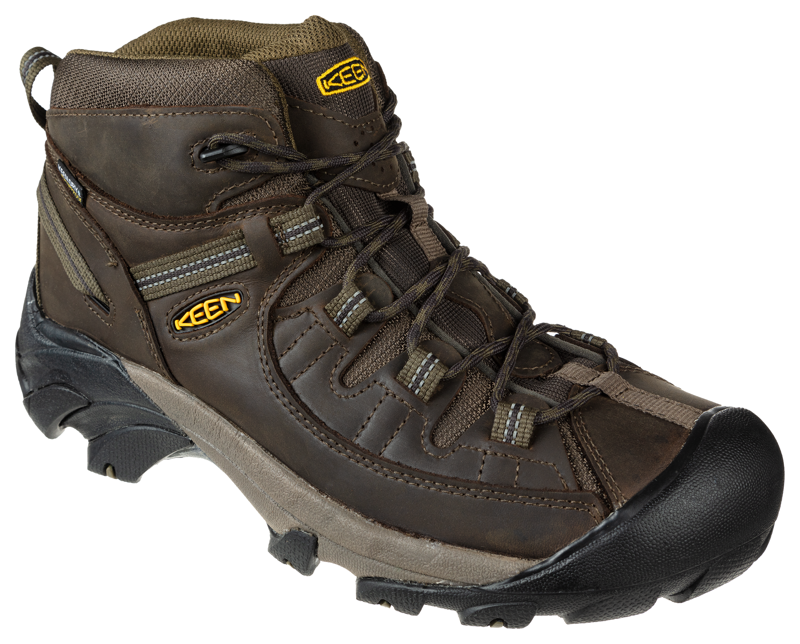 KEEN Targhee II Mid Waterproof Hiking Boots for Men - Canteen/Dark Olive - 11.5M