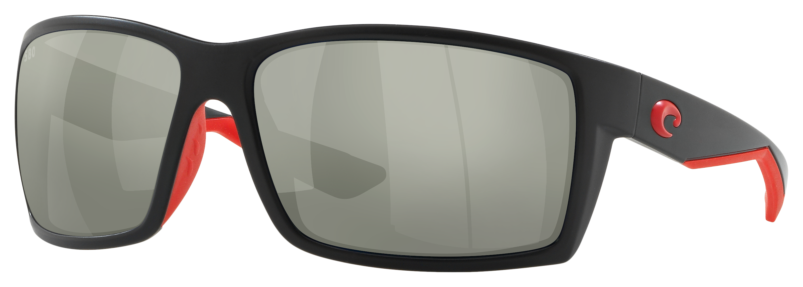 Image of Costa del Mar Reefton 580G Mirror Glass Polarized Sunglasses - Race Black/Gray Silver Mirror - X-Large