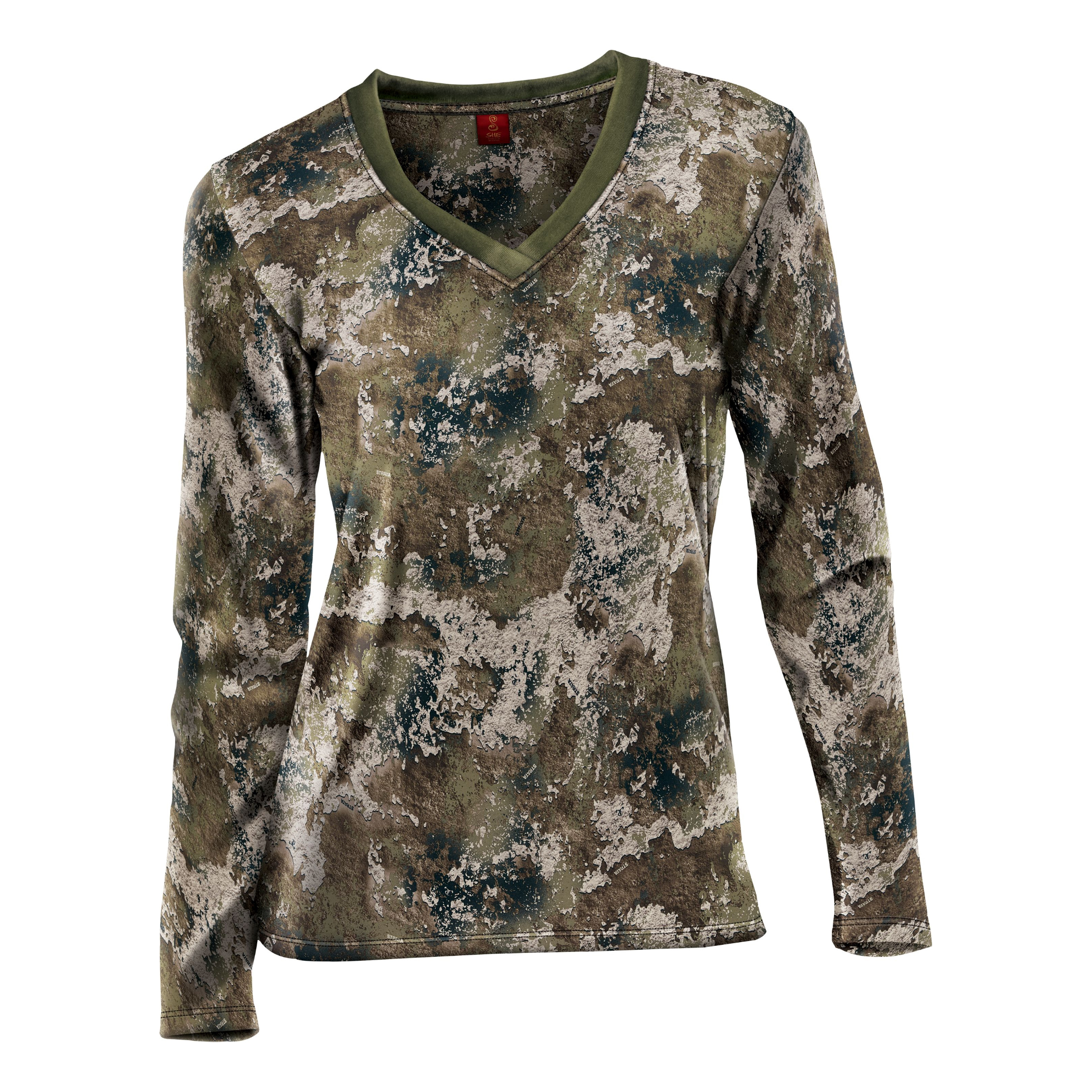 SHE Outdoor 60/40 V-Neck Long-Sleeve T-Shirt for Ladies - TrueTimber Strata - L