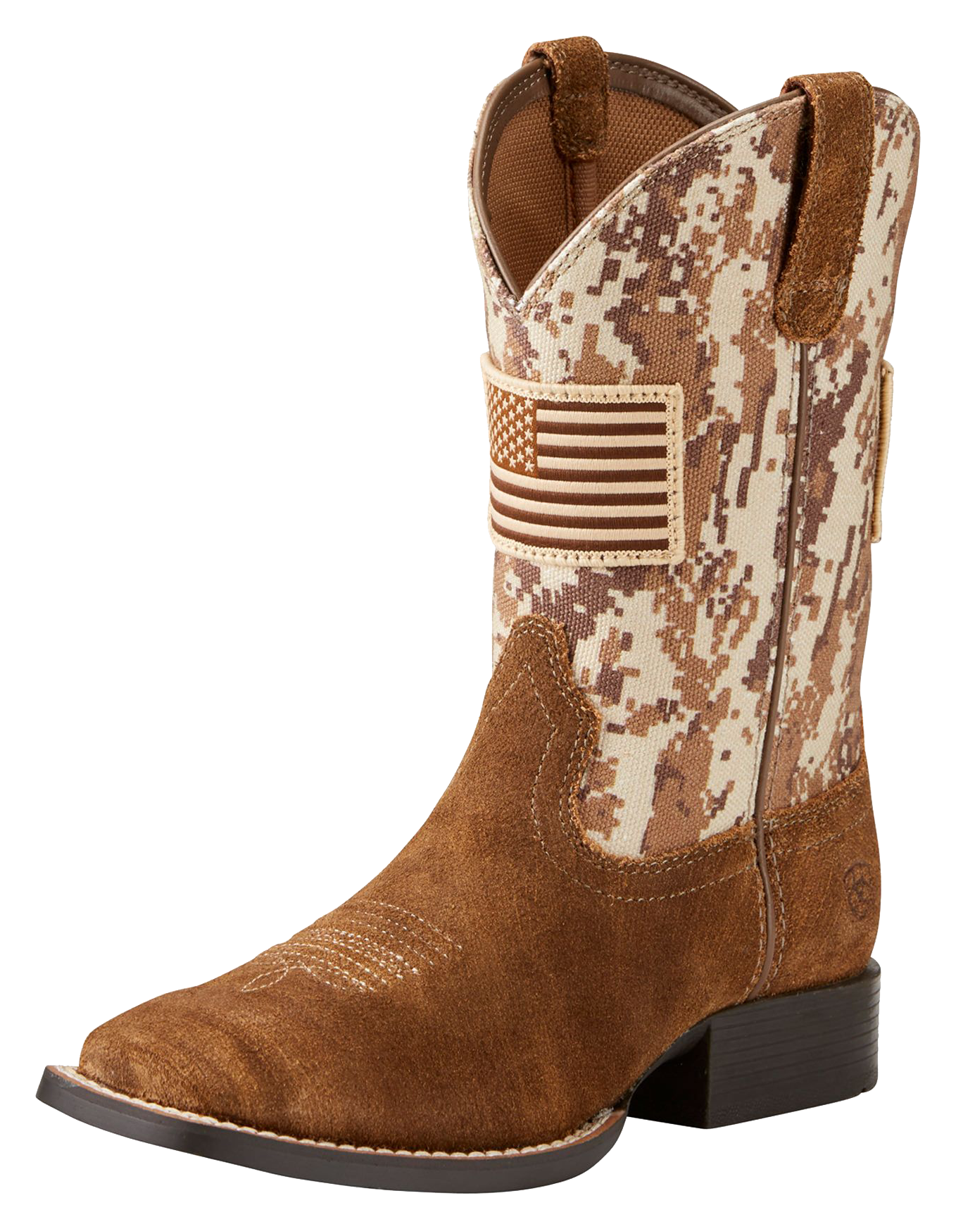 Image of Ariat Patriot Boots for Kids - Antique Mocha/Sand Camo Print