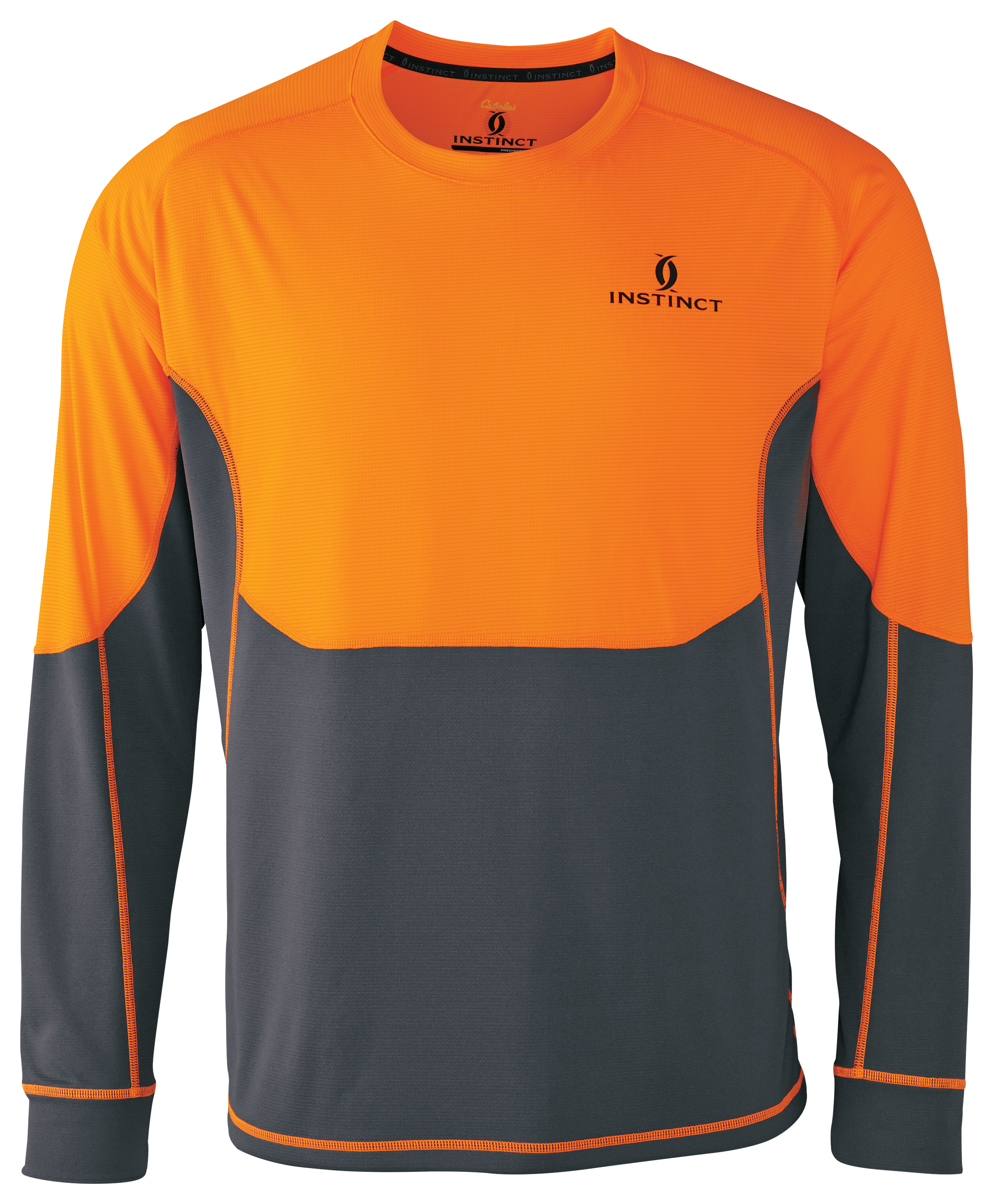 Cabela's Instinct Men's Prairie Runner Performance Long-Sleeve T-Shirt for Men - Slate grey/blaze - L