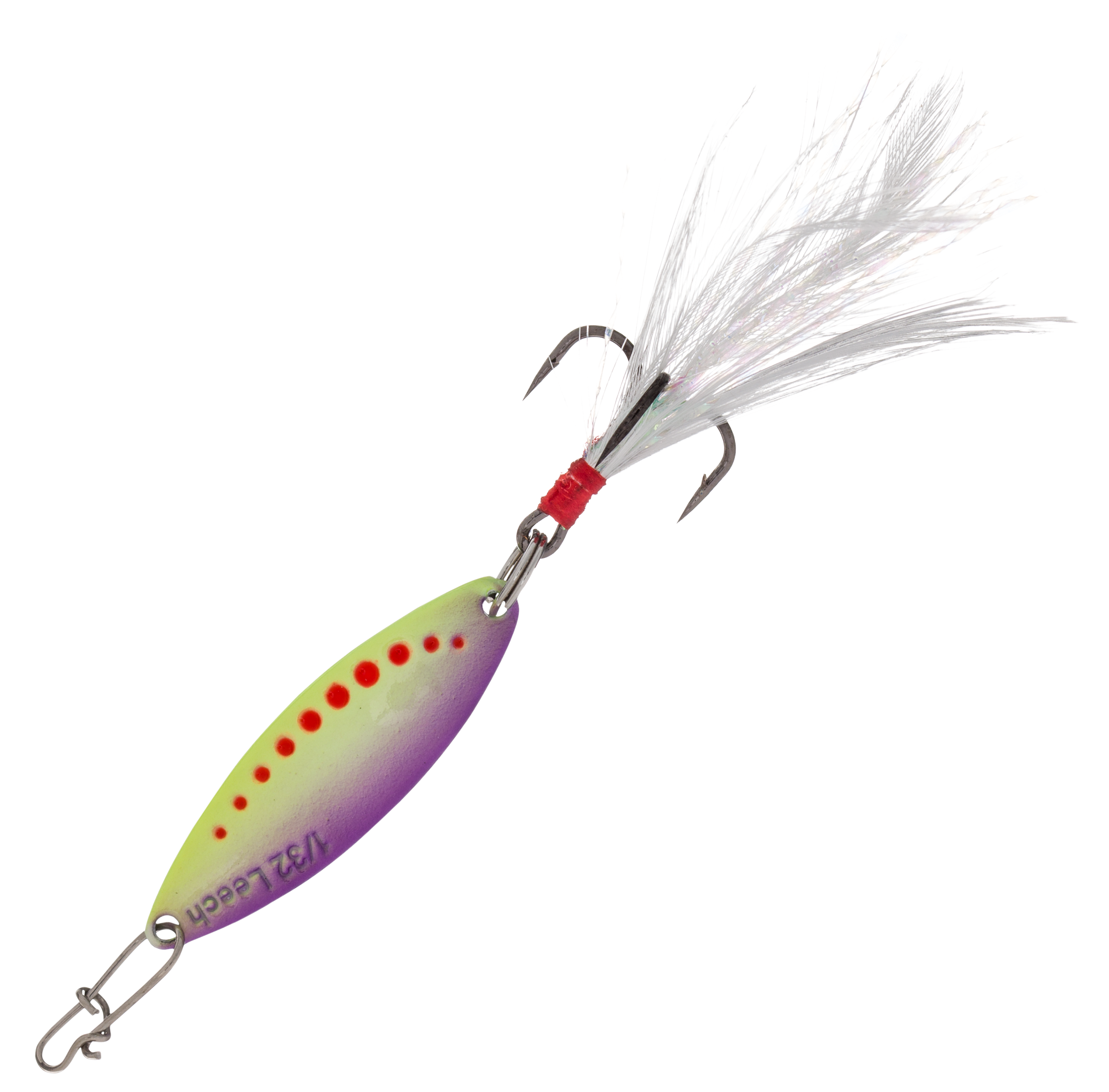 Clam Pro Tackle Leech Flutter Spoon - #8 - Glow Chartreuse/Purple