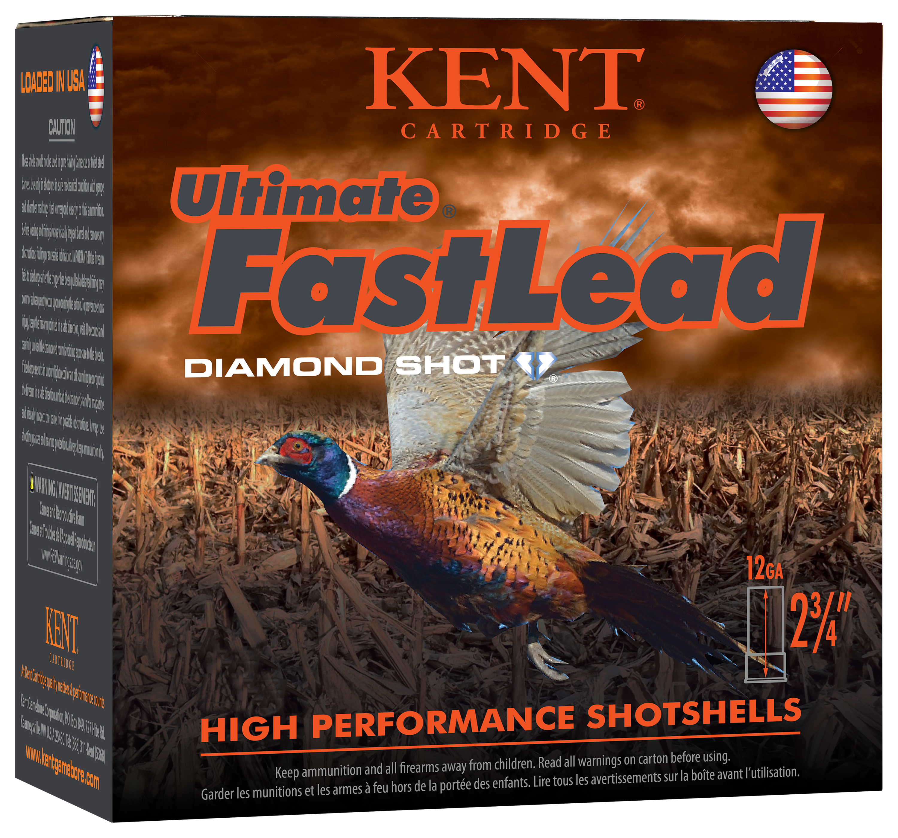 Kent Ultimate Fast 12-Ga. 2-3/4″ 1-1/4 oz. Lead Shotshells - 5 Shot Size - 250 Rounds - Kent Cartridge