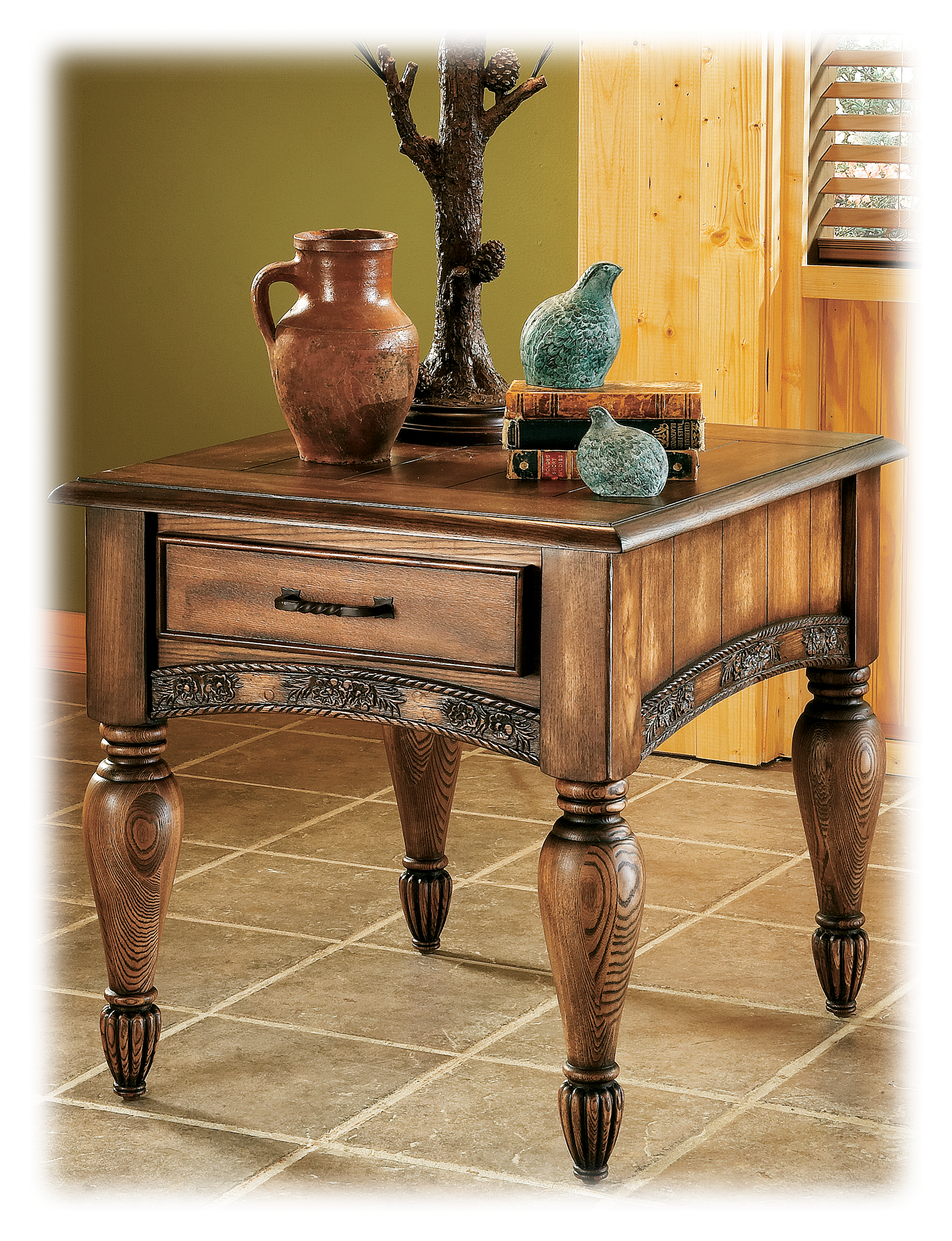 Image of Modern of Marshfield Pine Cone Lodge Side Table