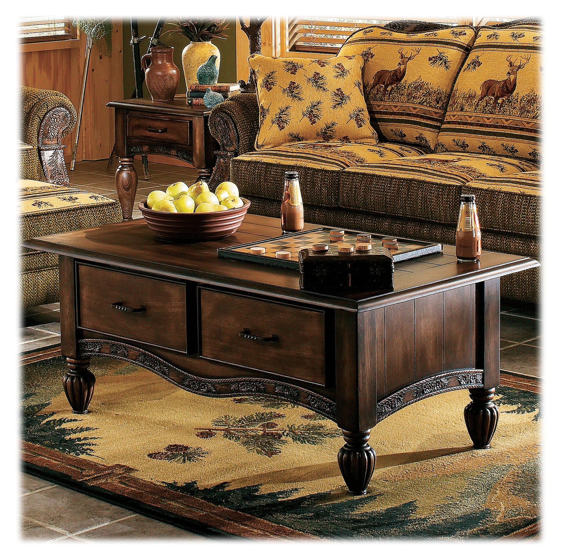 Image of Modern of Marshfield Pine Cone Lodge Coffee Table