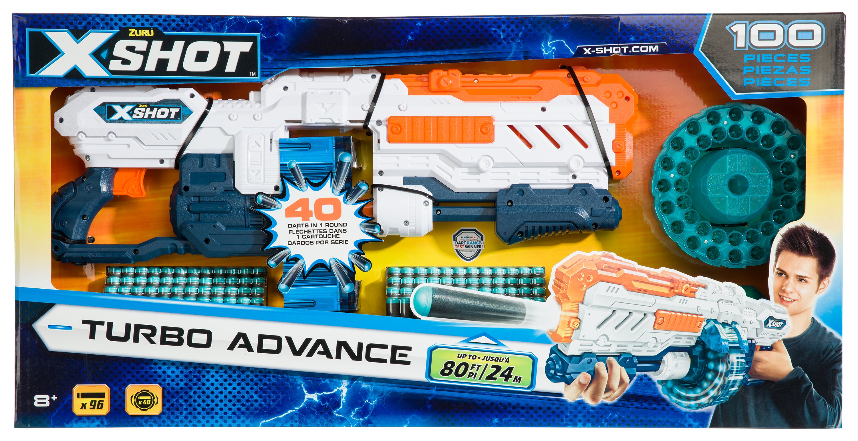 Zuru X-Shot Turbo Advance Dart Blaster Set - White, Blue, Orange