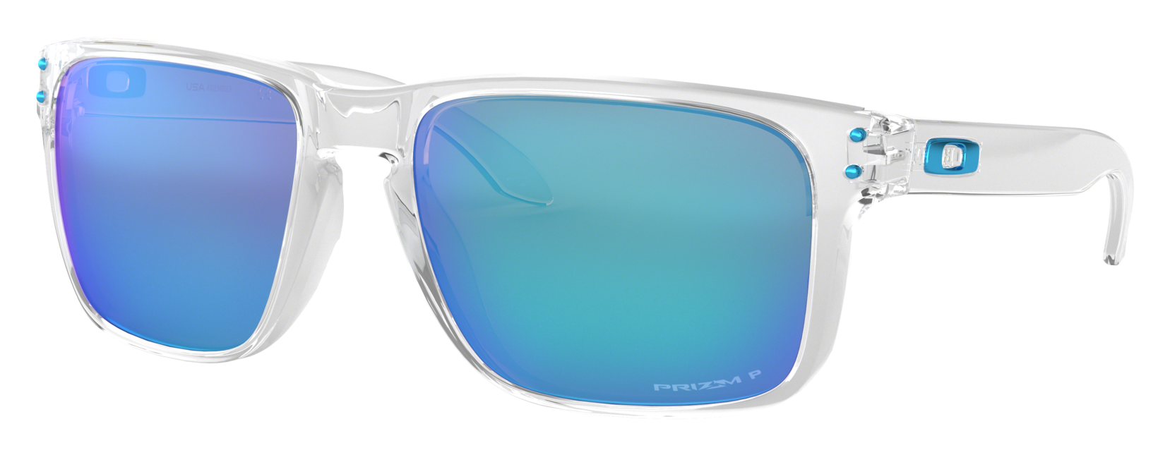 Image of Oakley Holbrook XL OO9417 Polarized Sunglasses - Polished Clear/Prizm Sapphire Iridium Mirror - Standard