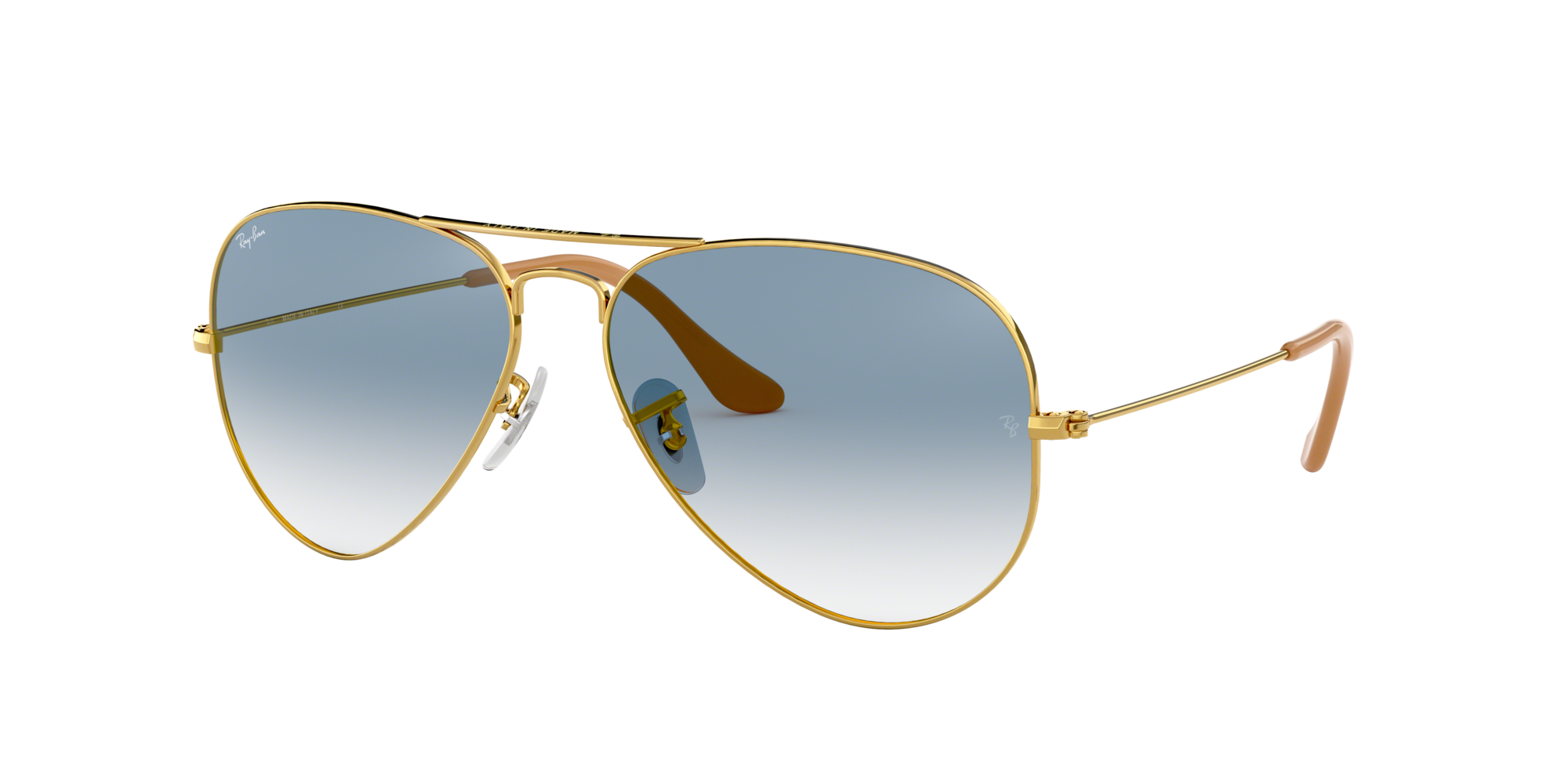 Image of Ray-Ban Aviator RB3025 Gradient Sunglasses - Polished Gold/Light Blue Gradient - X-Large