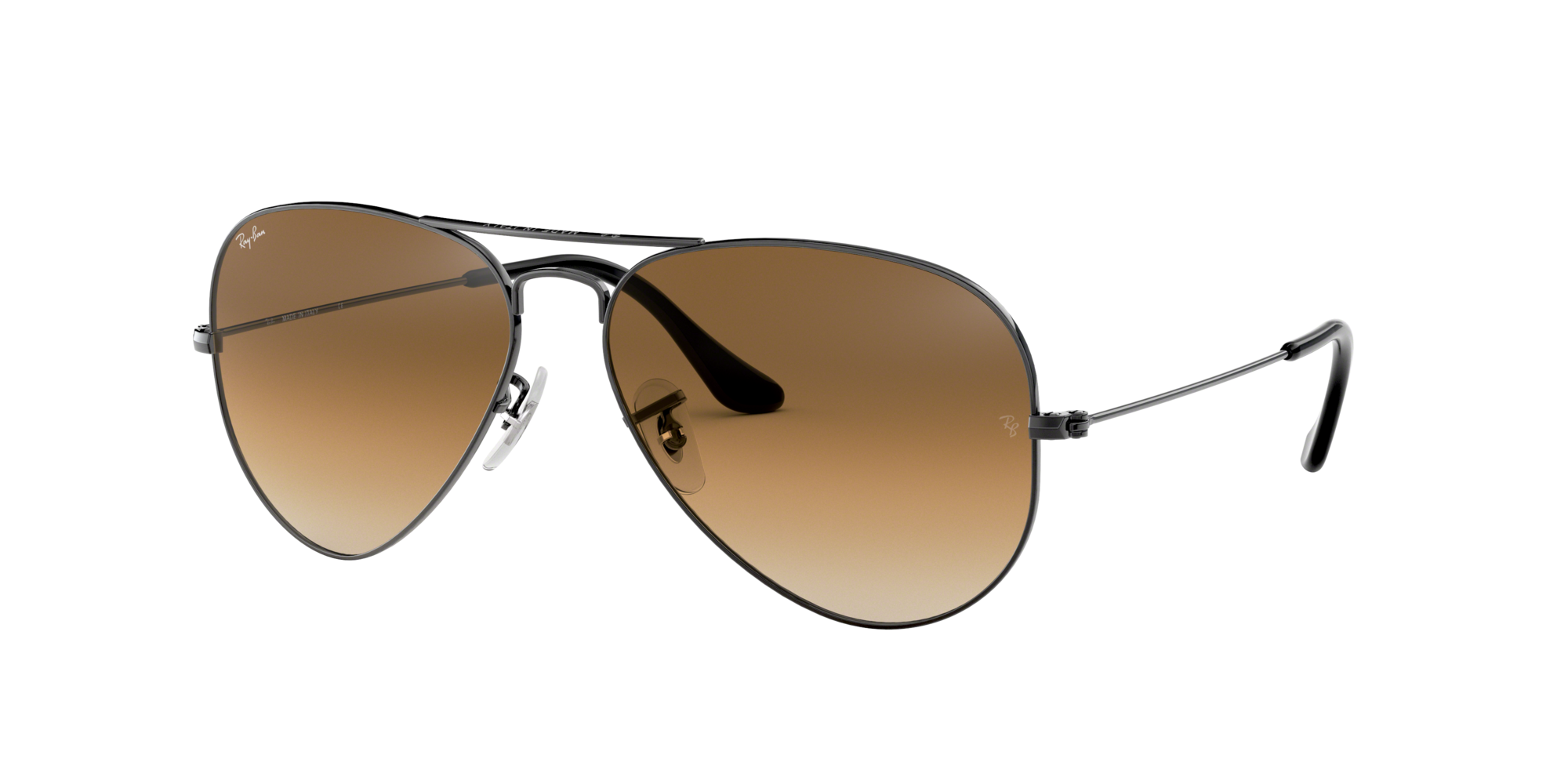 Image of Ray-Ban Aviator RB3025 Gradient Sunglasses - Polished Gunmetal/Light Brown Gradient - X-Large