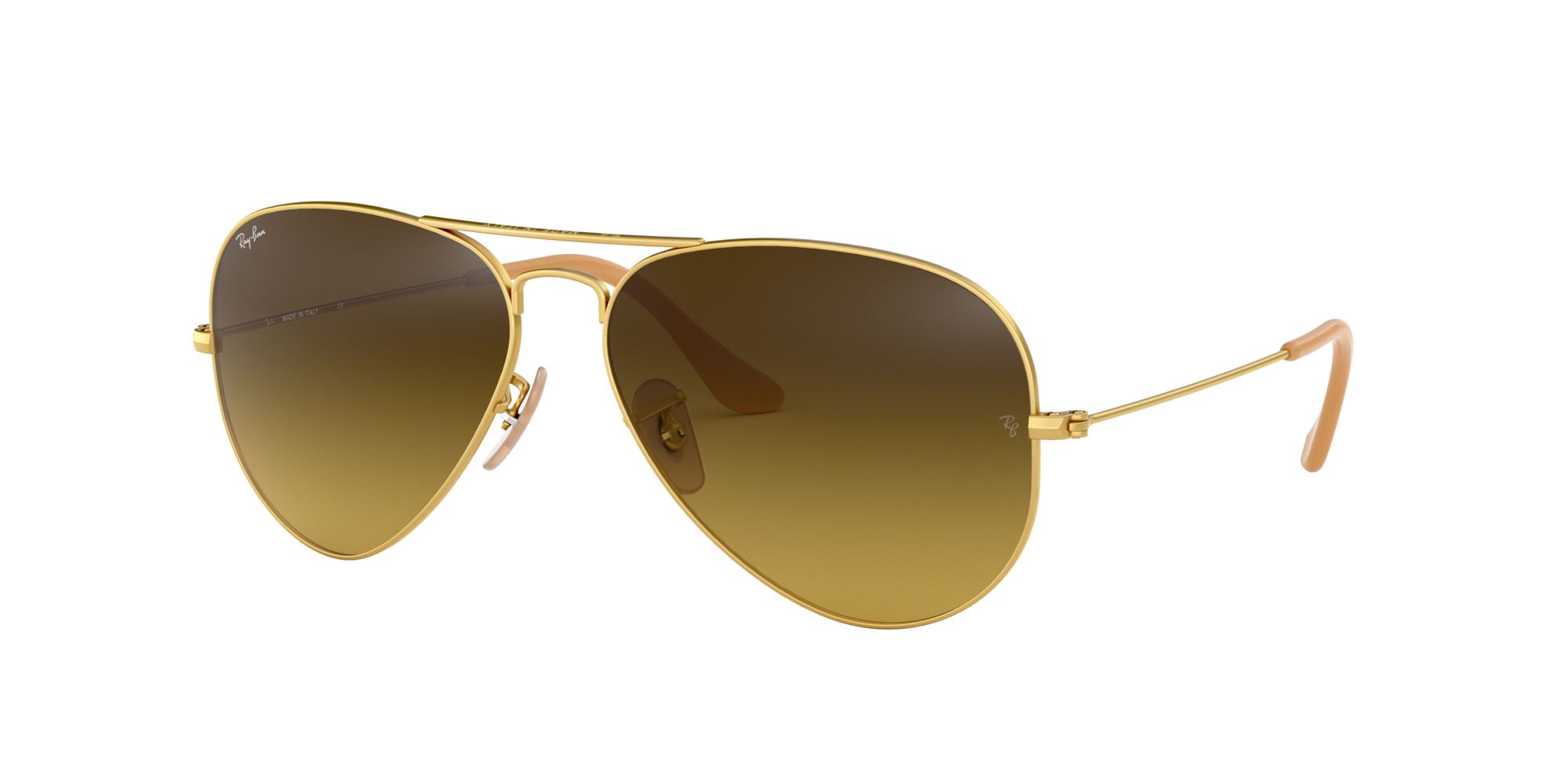 Image of Ray-Ban Aviator RB3025 Gradient Sunglasses - Polished Gold/Light Brown Gradient - XX-Large