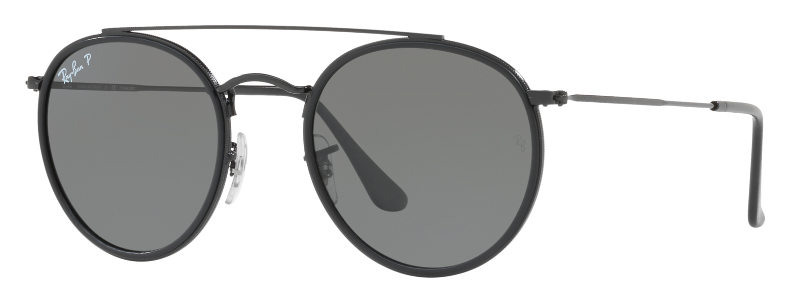 RAY-BAN Round Double-Bridge BR3647N Polarized Glass Sunglasses