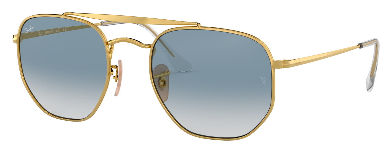 Image of Ray-Ban Marshal Glass Sunglasses - Gold/Light Blue Gradient - Standard