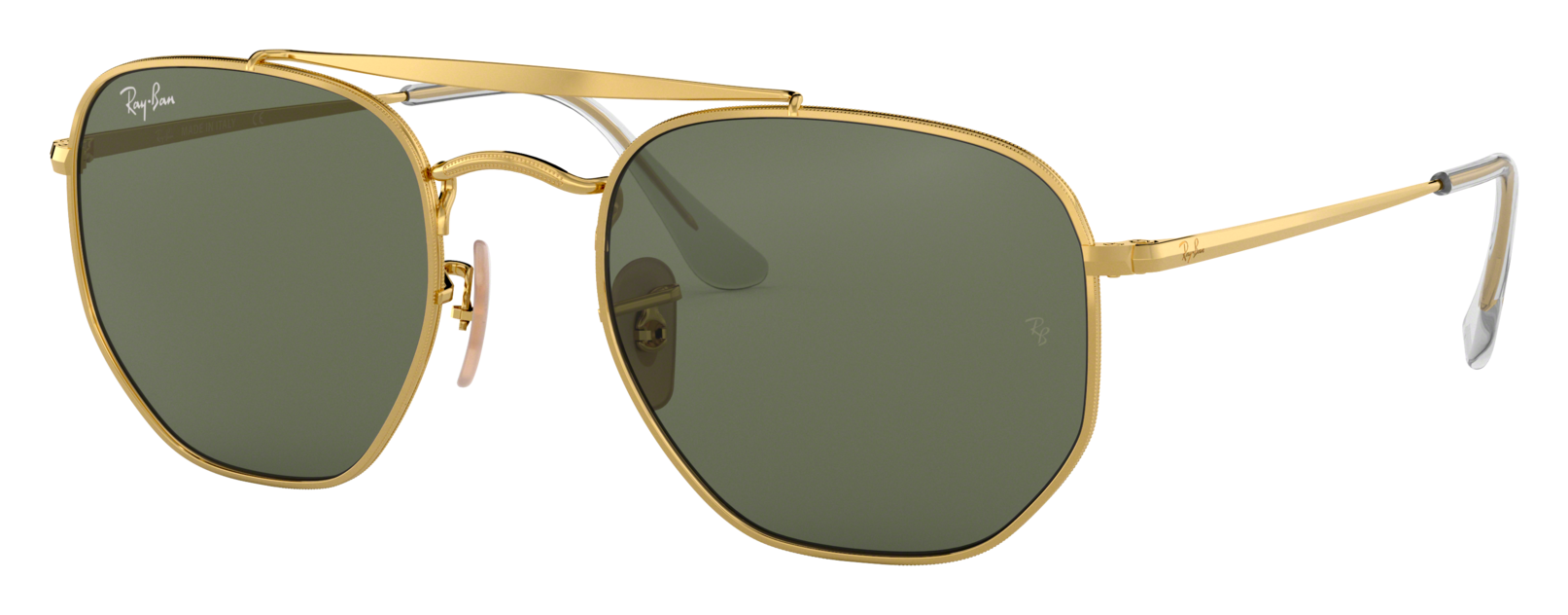 Image of Ray-Ban Marshal Glass Sunglasses - Gold/Green Classic G-15 - Standard