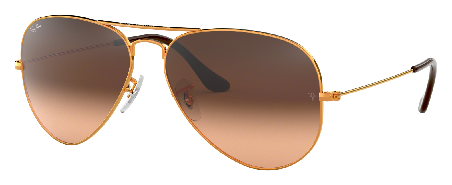 Image of Ray-Ban Aviator RB3025 Gradient Sunglasses - Polished Light Brown/Pink/Brown Gradient - Medium