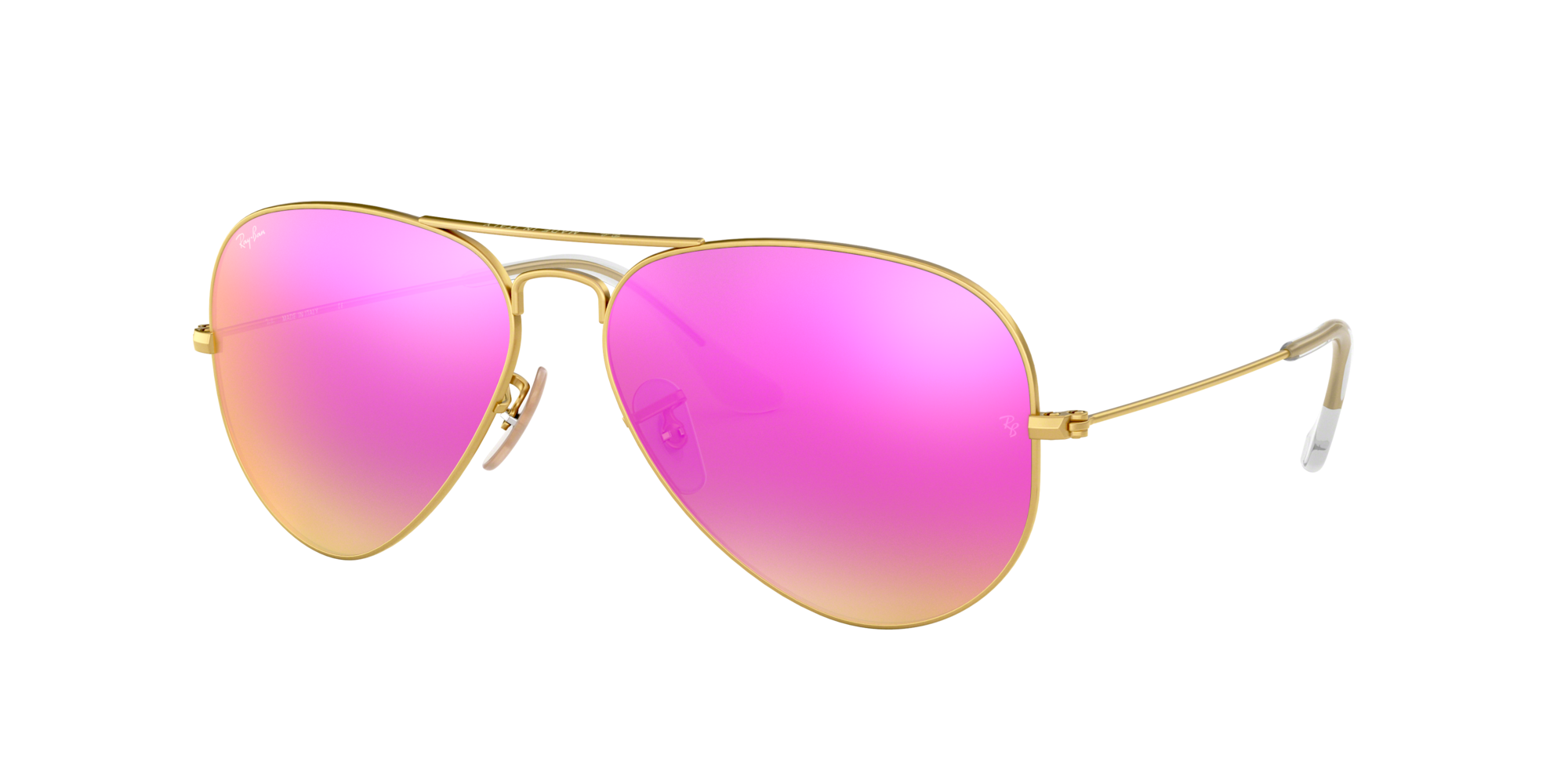 Image of Ray-Ban Aviator RB3025 Glass Sunglasses - Gold/Cyclamen Flash Mirror - Standard