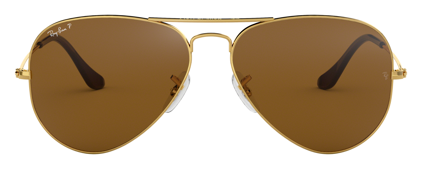 Image of Ray-Ban Aviator Classic RB3025 Polarized Sunglasses - Polished Gold/Brown Classic B-15 - XX-Large