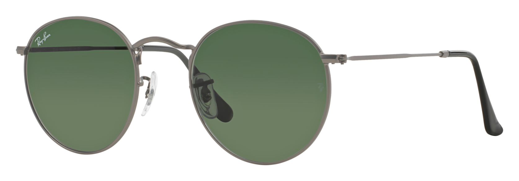 Image of Ray-Ban Round Metal RB3447 Glass Sunglasses - Gunmetal/Green Classic G-15 - Standard