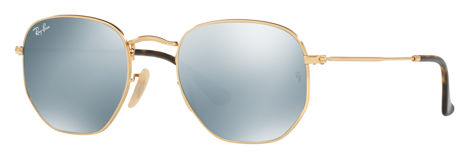 Ray-Ban Hexagonal Flat Lenses Glass Sunglasses - Gold/Silver Flash Mirror - Standard