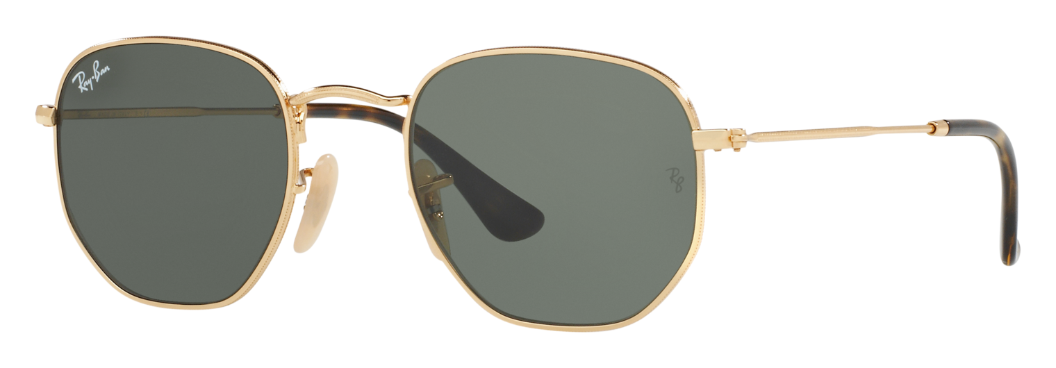 Image of Ray-Ban Hexagonal Flat Lenses Glass Sunglasses - Gold/Green Classic G