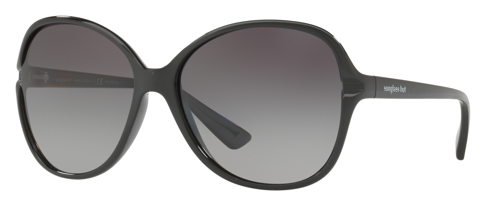 Image of Sunglass Hut HU2001 Polarized Sunglasses - Black/Gray - Standard