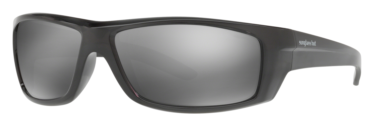 Image of Sunglass Hut HU2007 Sunglasses - Gray/Gray Mirror Silver - Large