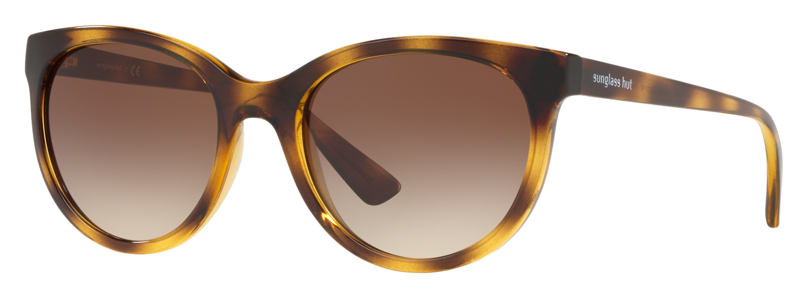 Image of Sunglass Hut HU2011 Gradient Sunglasses for Ladies - Tortoise/Brown Gradient - Standard