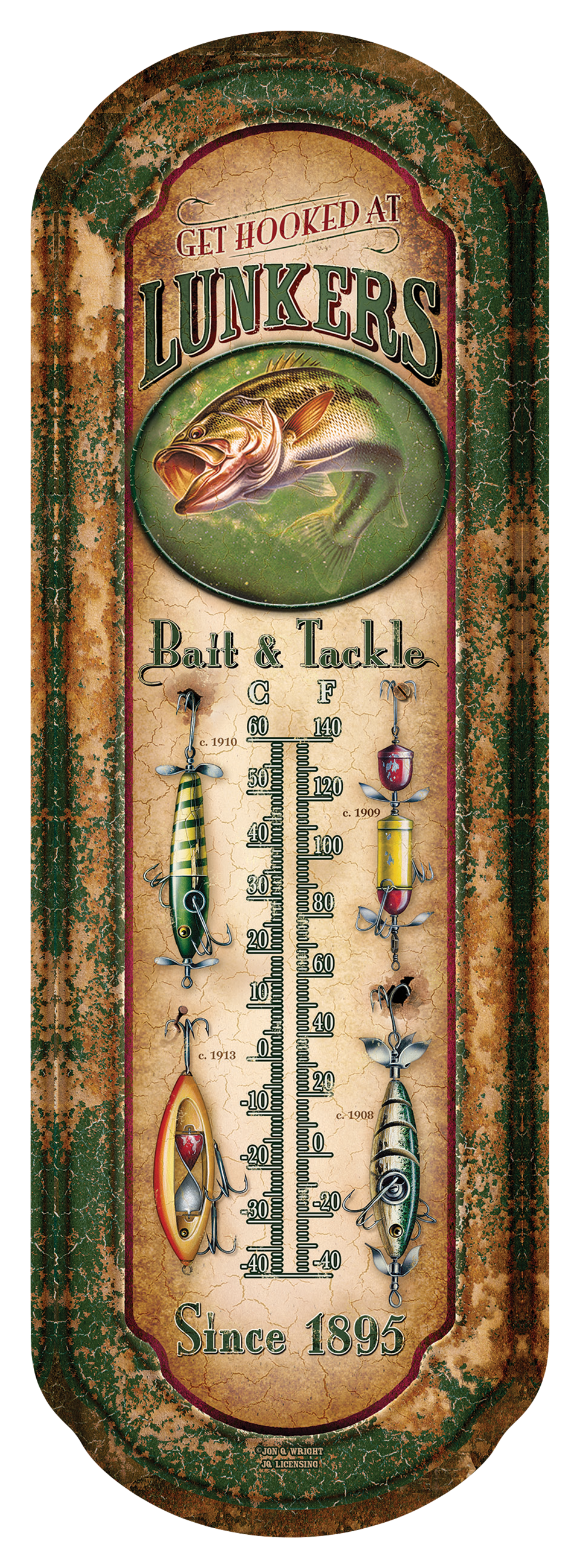 River's Edge Lunkers BAIT&TACKLE Tin Thermometer