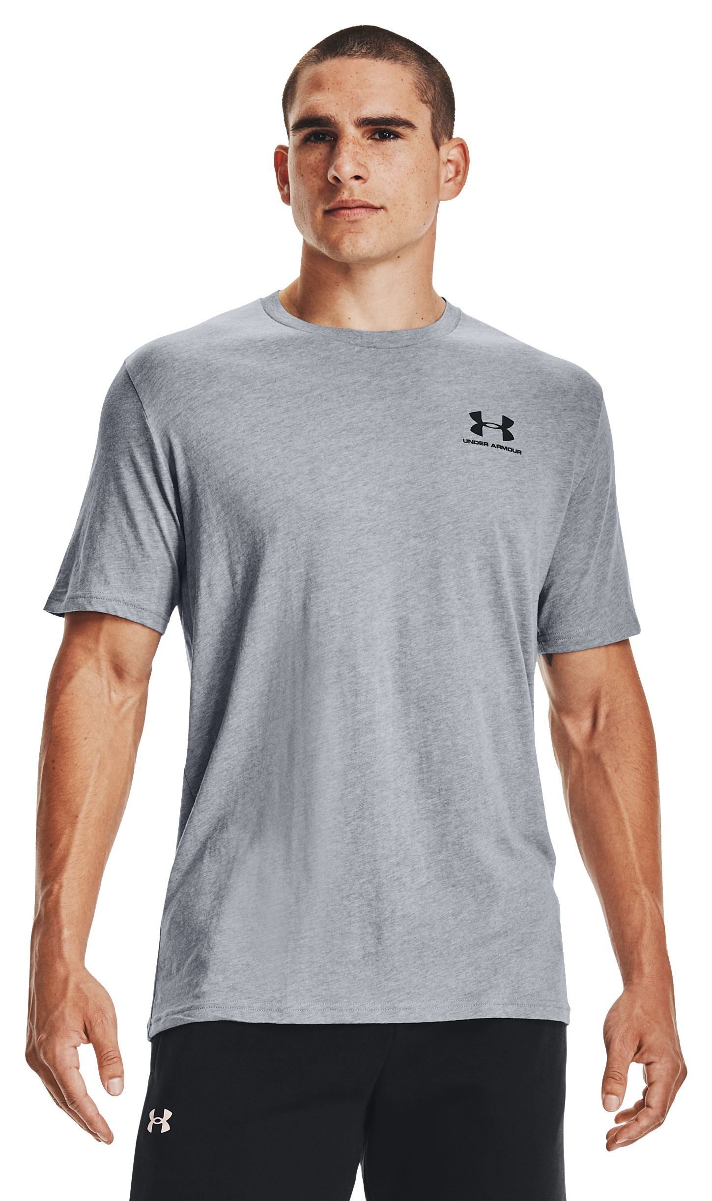 Image of Under Armour Sportstyle Left Chest Short-Sleeve T-Shirt for Men - Steel Light Heather/Black - 3XL